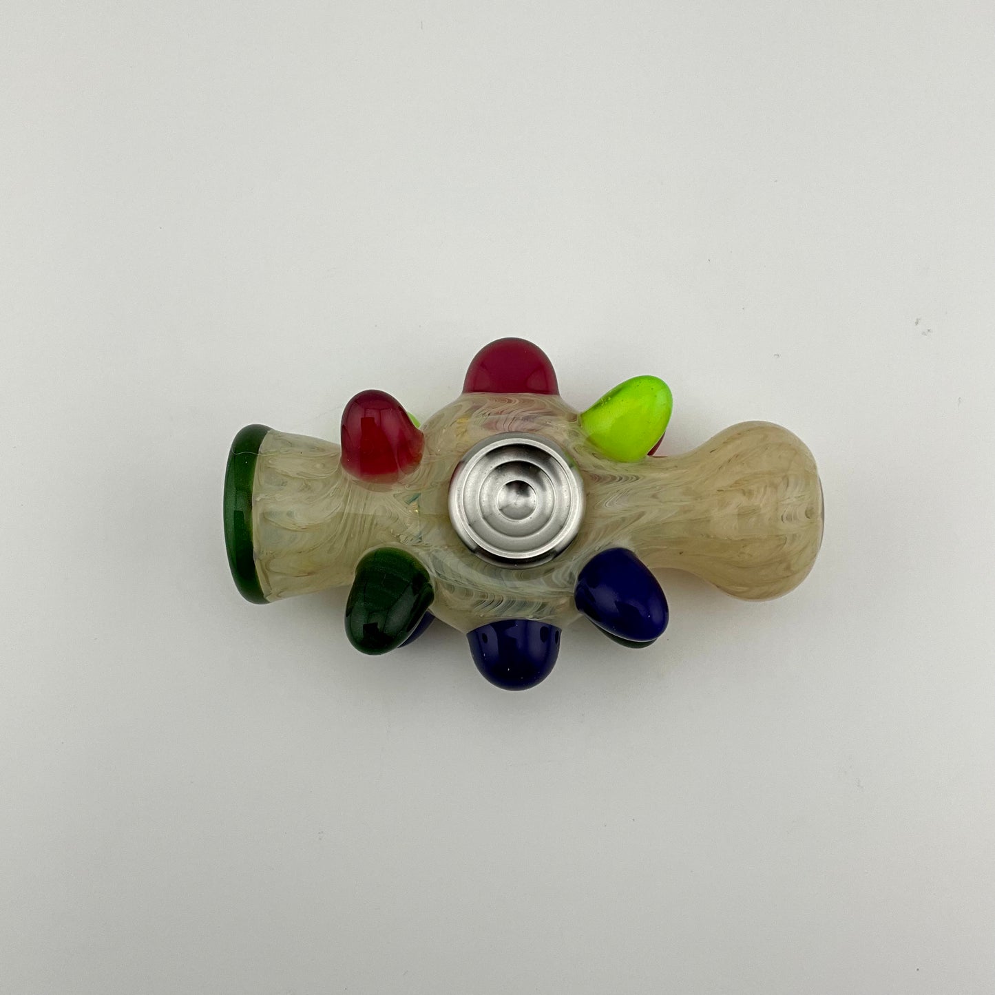 Glass Fidget Spinner Pipe Silver Fumed Color 2 - JeffBeckerGlass.com
