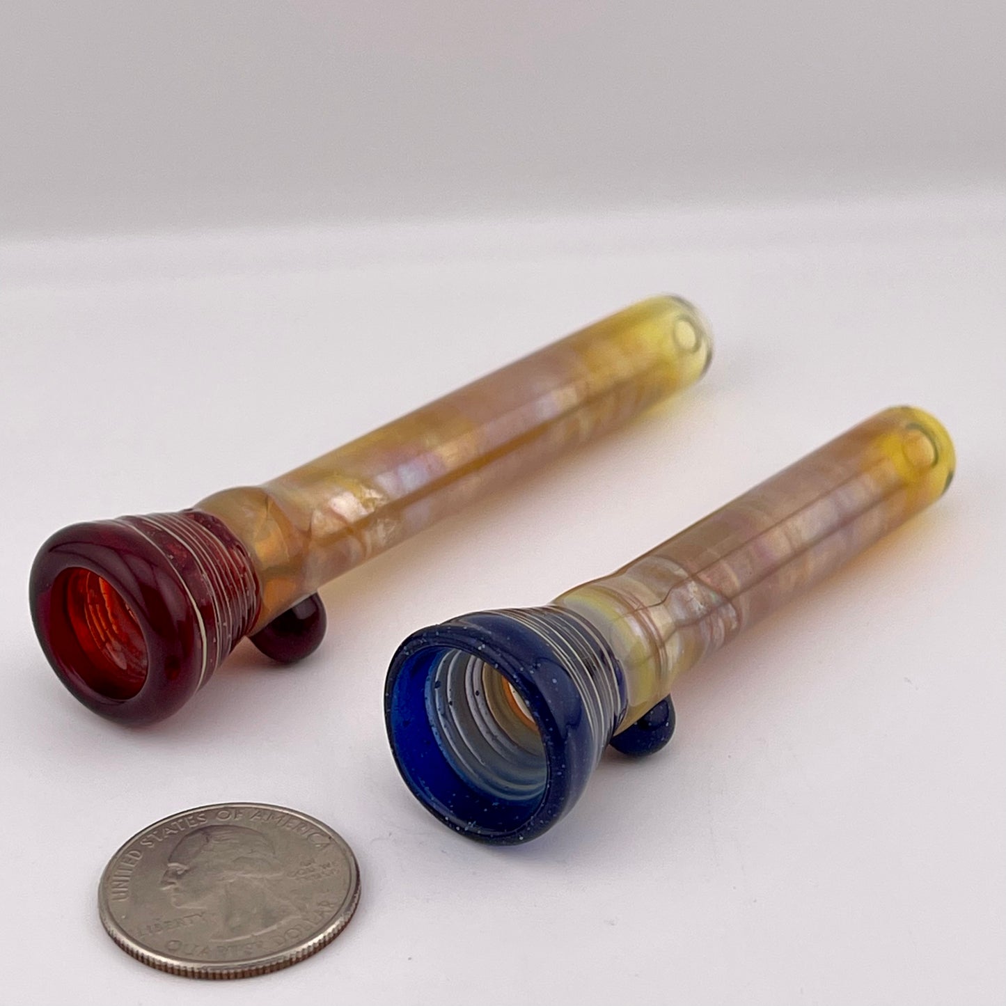 Blue Blizzard and Red Chillum Pipe Silver Fumed 2 for $20 - JeffBeckerGlass.com