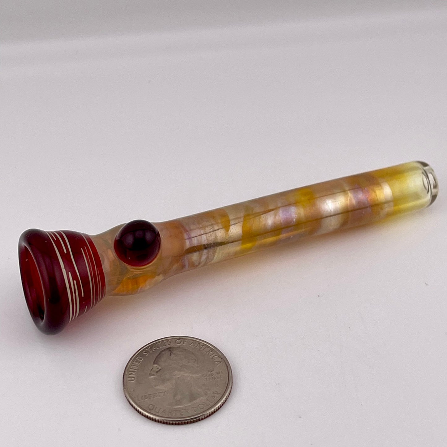 Red Chillum Pipe Silver Fumed - JeffBeckerGlass.com