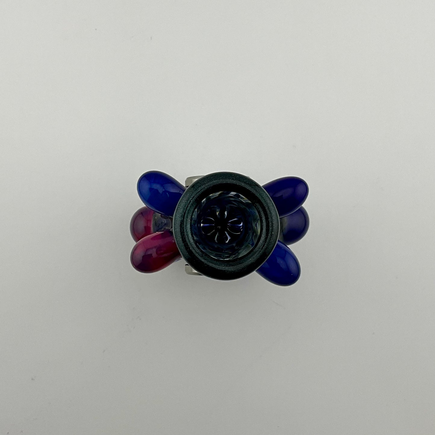 Glass Fidget Spinner Pipe Cobalt Blue and Silver Wrap n Rake - JeffBeckerGlass.com