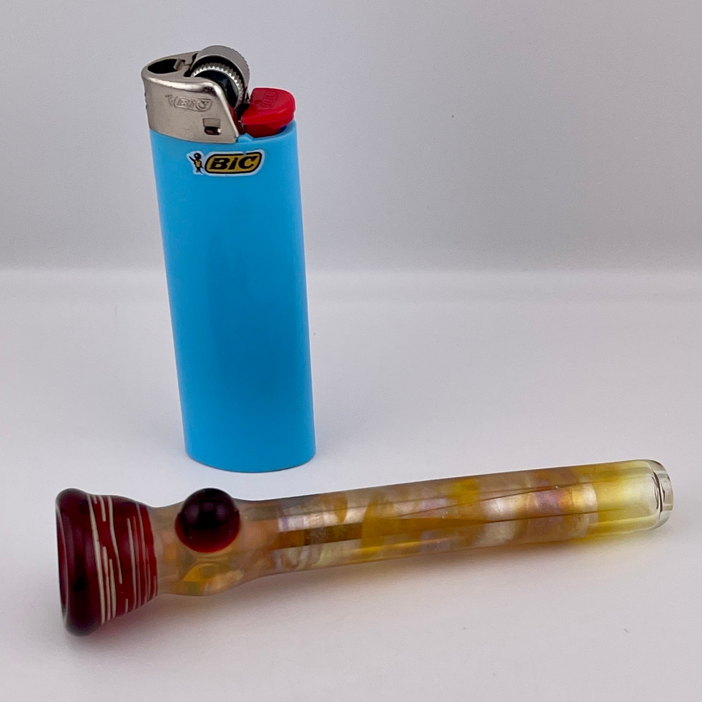 Red Chillum Pipe Silver Fumed - JeffBeckerGlass.com
