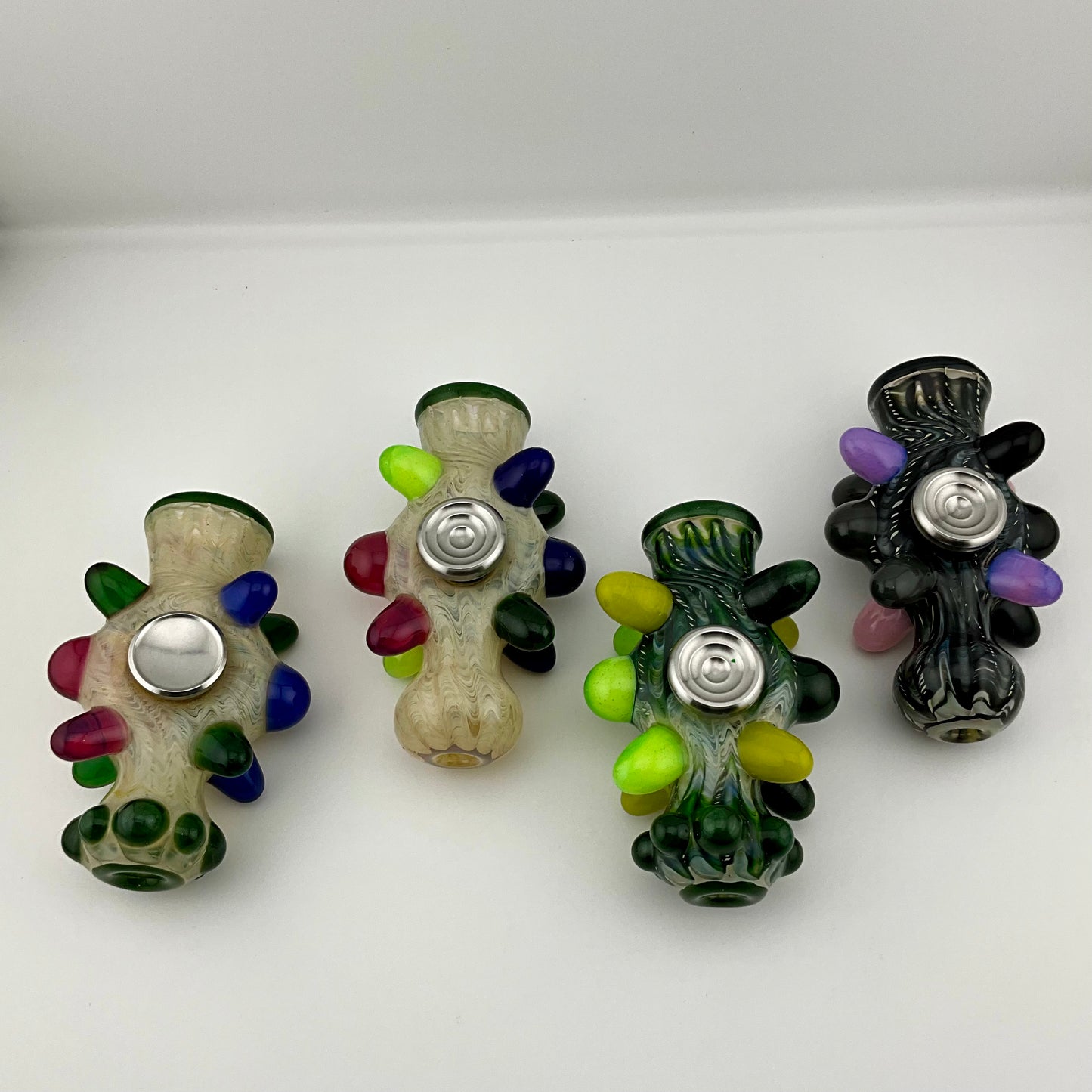 Glass Fidget Spinner Pipe Silver Fumed Color - JeffBeckerGlass.com