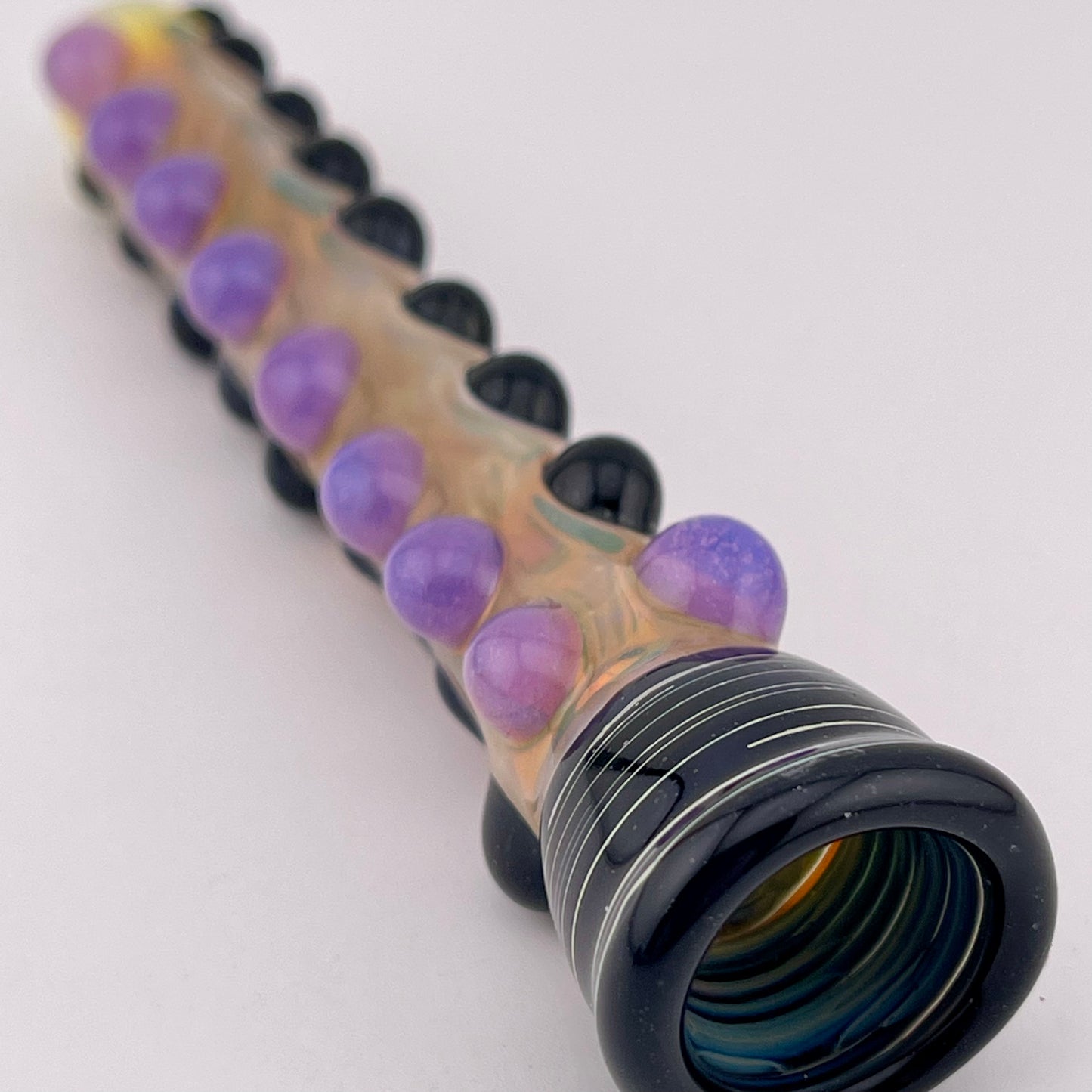 Chillum pipe black and pink slime Fully Worked Pipe Silver Fumed