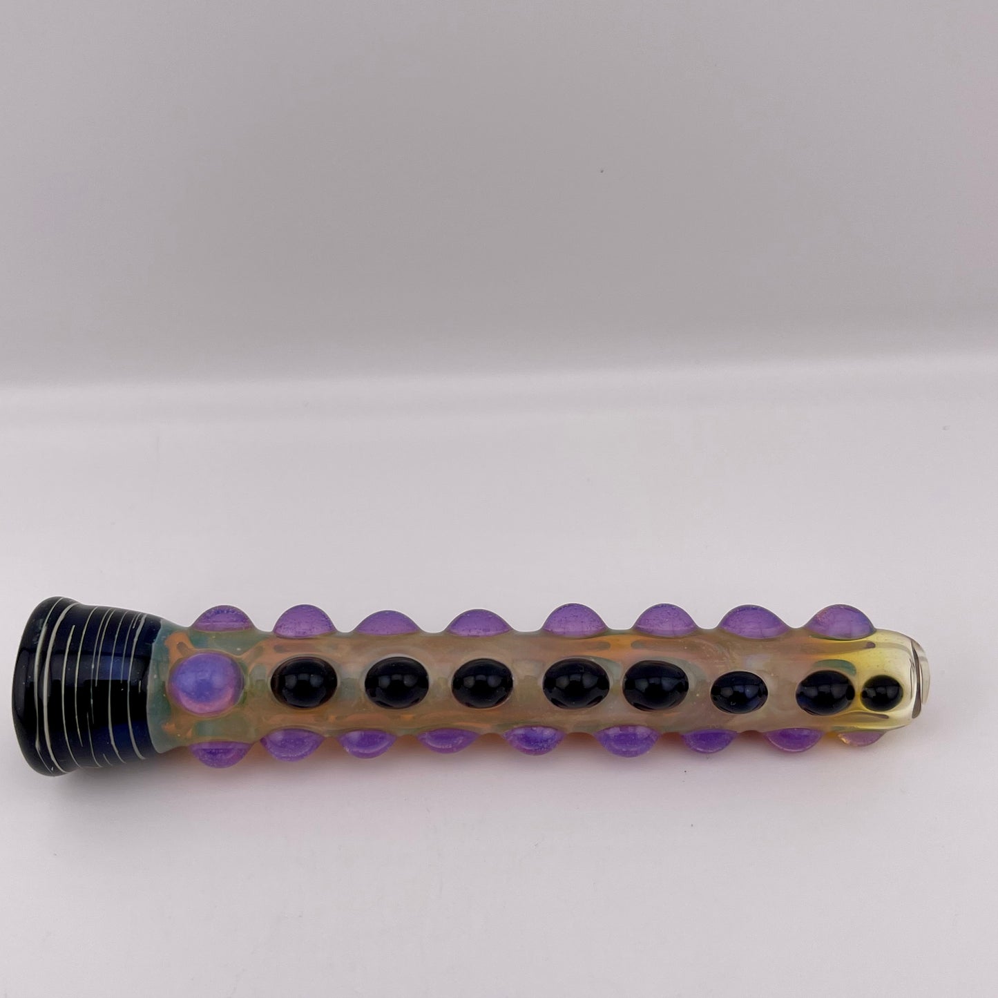 Chillum pipe black and pink slime Fully Worked Pipe Silver Fumed