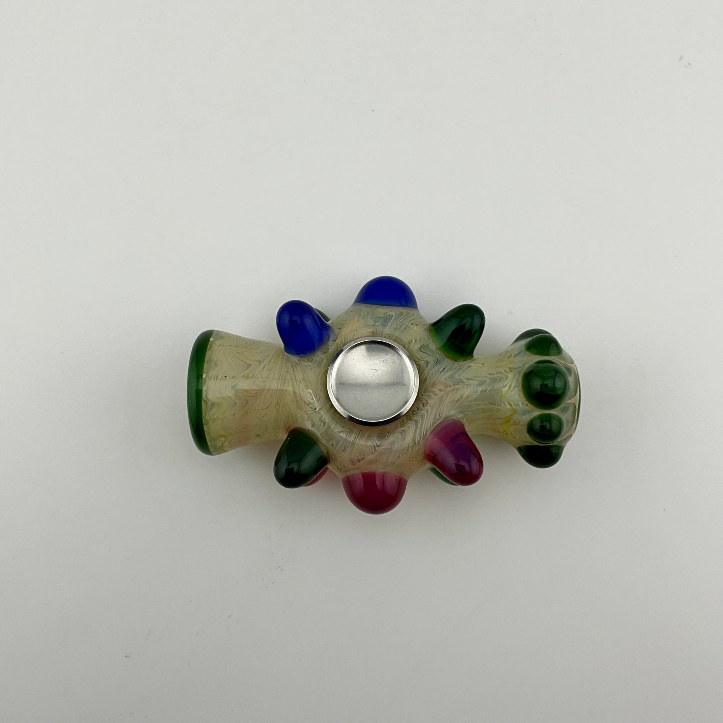 Glass Fidget Spinner Pipe Silver Fumed Color - JeffBeckerGlass.com