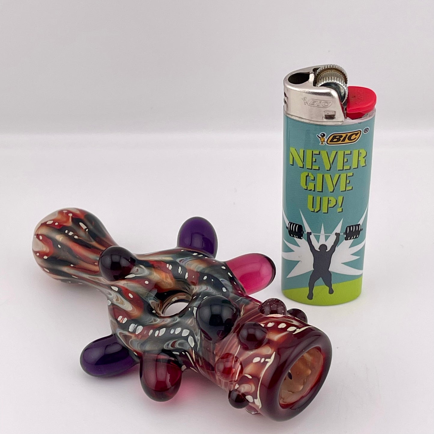 Glass Donut Chillum Pipe Red and Black - JeffBeckerGlass.com