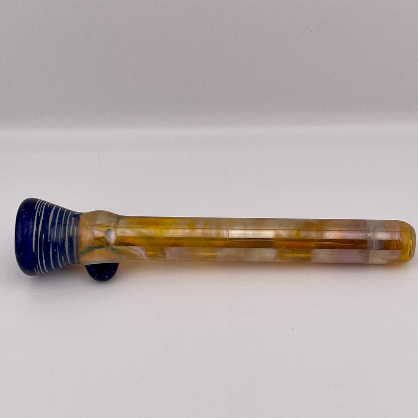 Blue Blizzard Chillum Pipe Silver Fumed