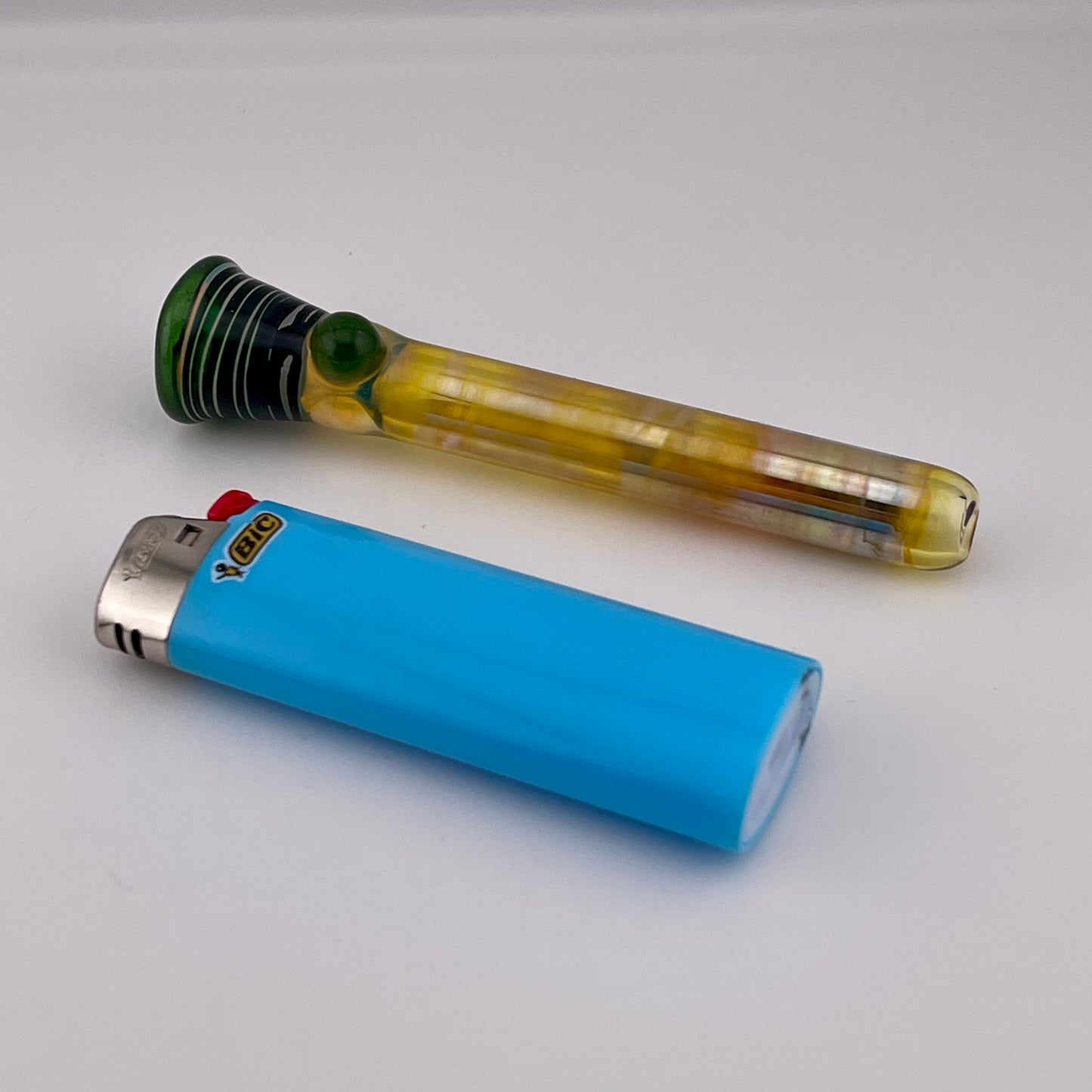 Green Chillum Pipe Silver Fumed