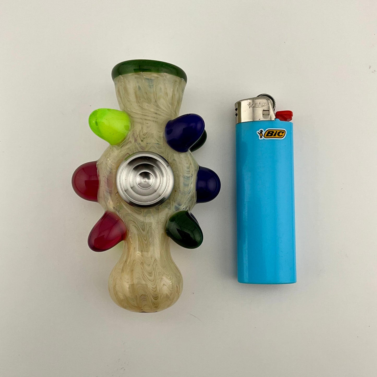 Glass Fidget Spinner Pipe Silver Fumed Color 2 - JeffBeckerGlass.com