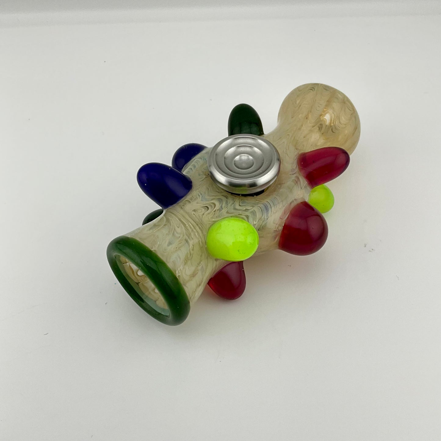 Glass Fidget Spinner Pipe Silver Fumed Color 2 - JeffBeckerGlass.com