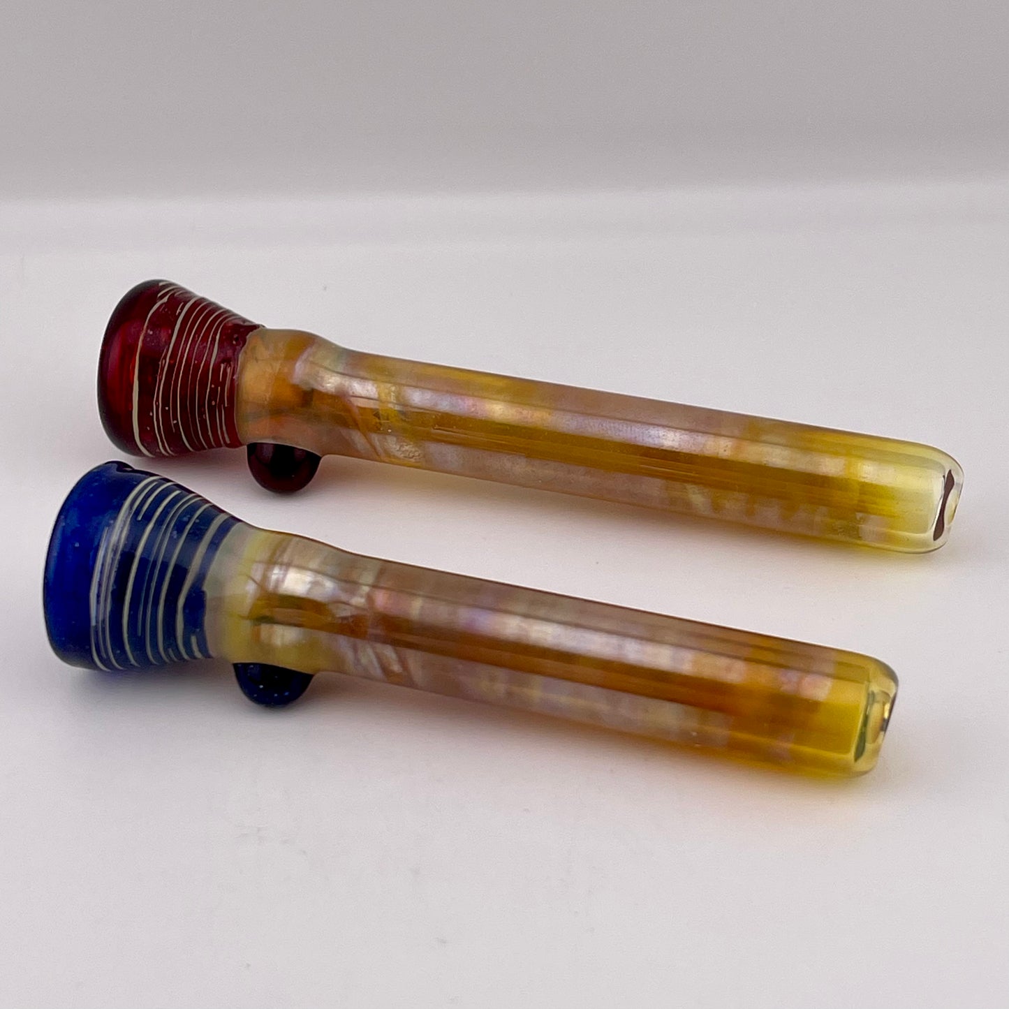 Blue Blizzard and Red Chillum Pipe Silver Fumed 2 for $20