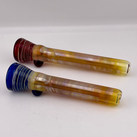 Blue Blizzard and Red Chillum Pipe Silver Fumed 2 for $20 - JeffBeckerGlass.com