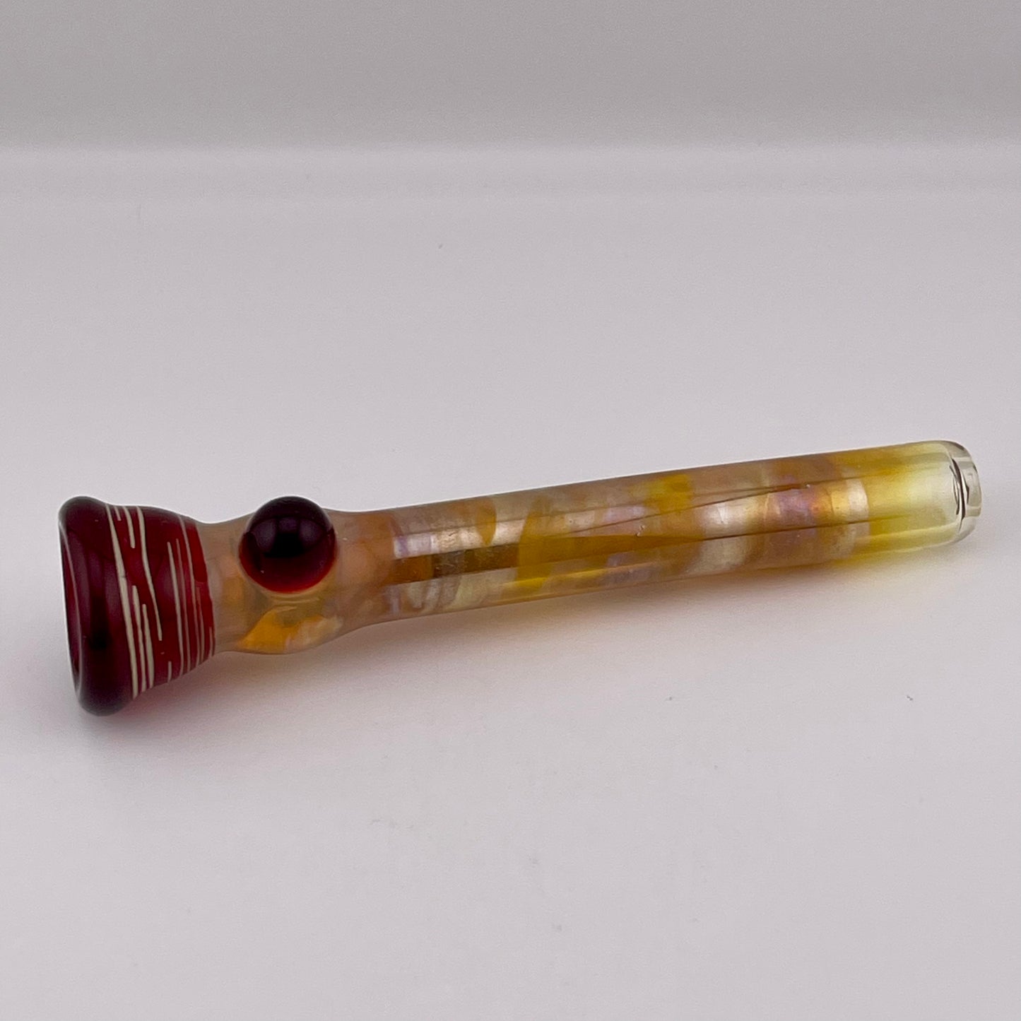 Red Chillum Pipe Silver Fumed - JeffBeckerGlass.com