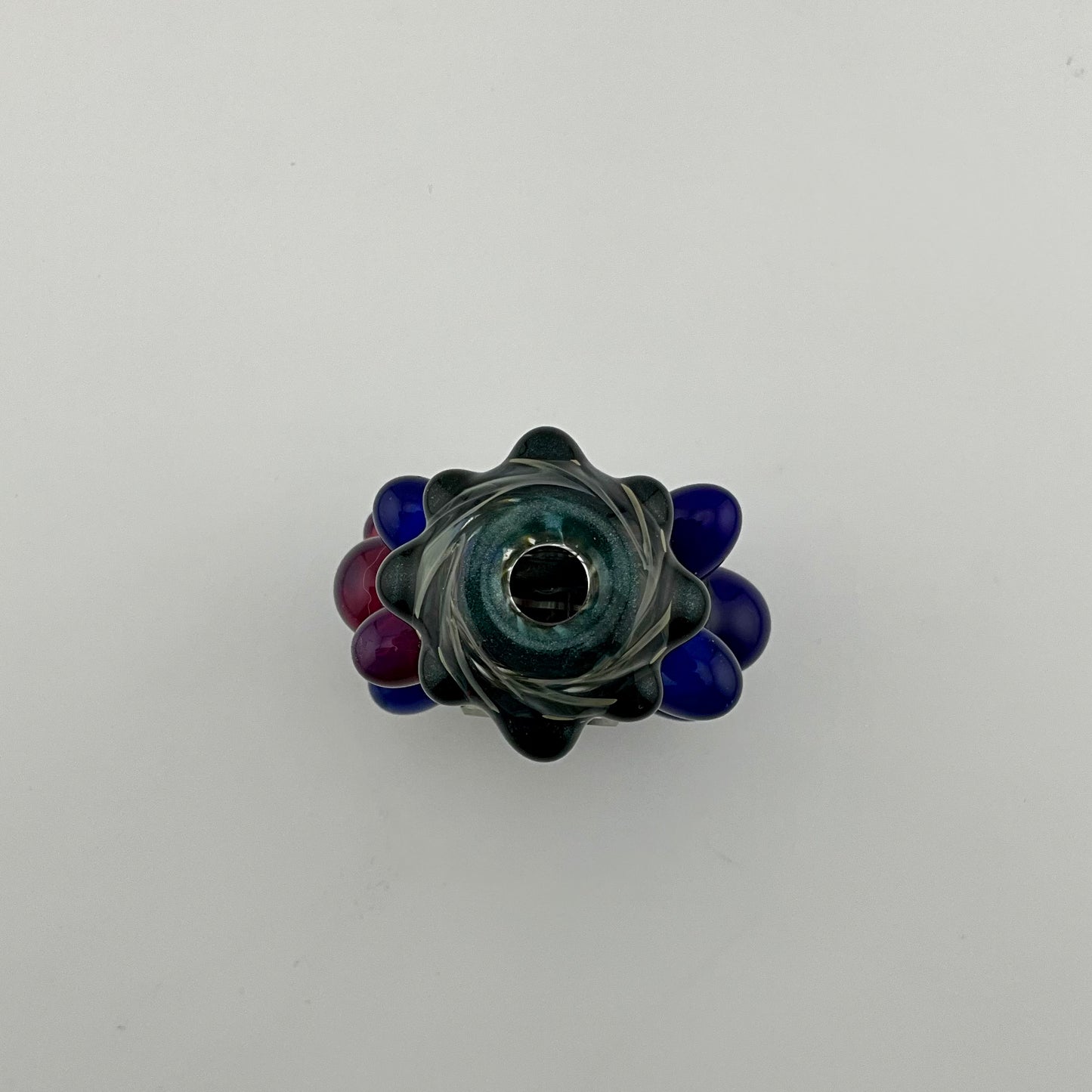 Glass Fidget Spinner Pipe Cobalt Blue and Silver Wrap n Rake - JeffBeckerGlass.com