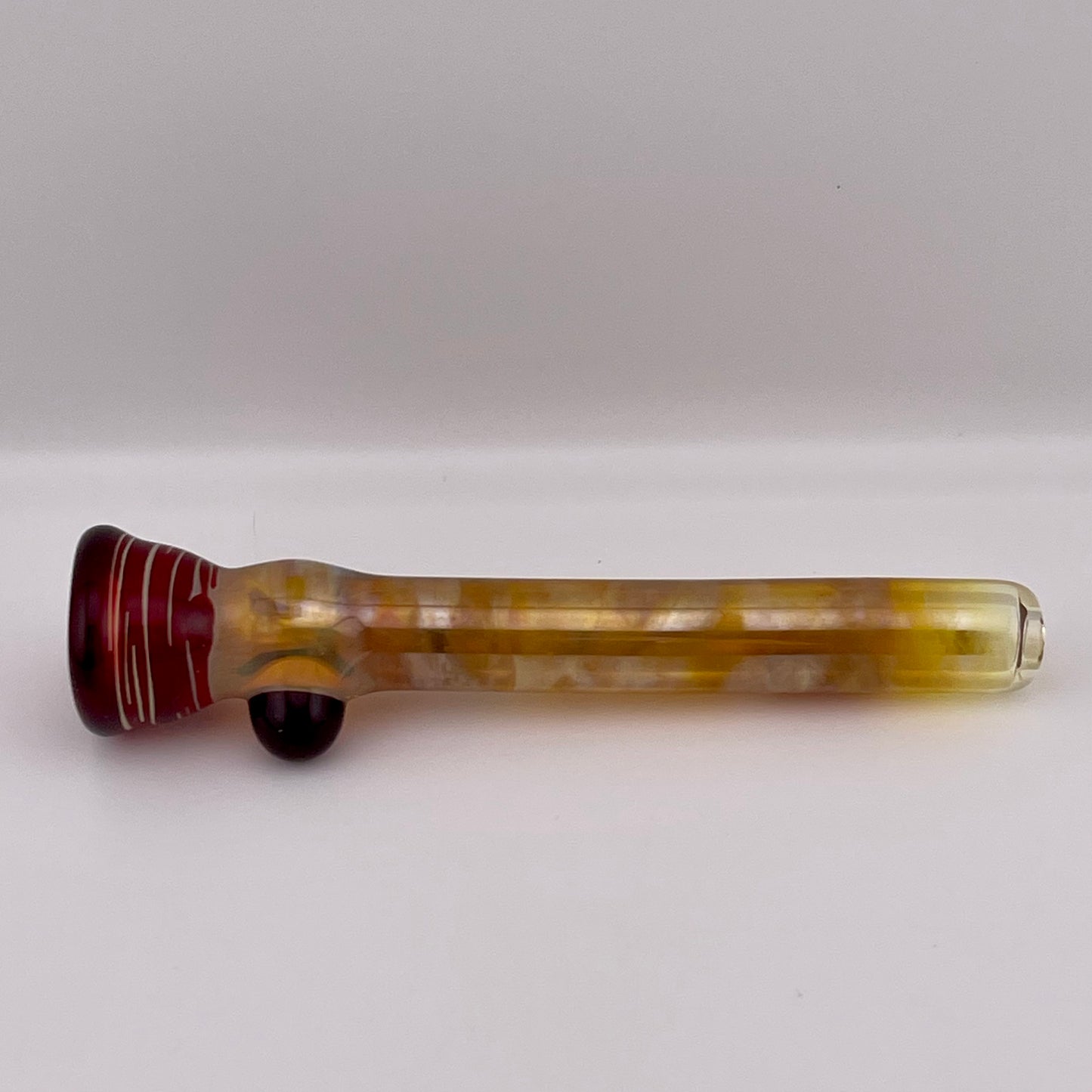 Red Chillum Pipe Silver Fumed - JeffBeckerGlass.com