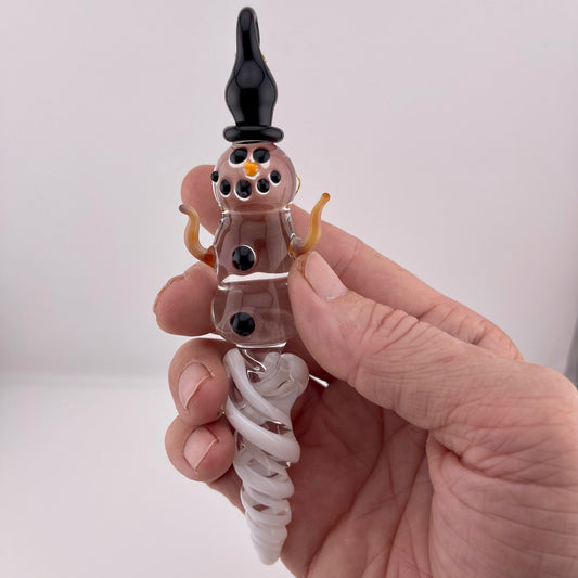 Snowman White Icicle Ornament - JeffBeckerGlass.com