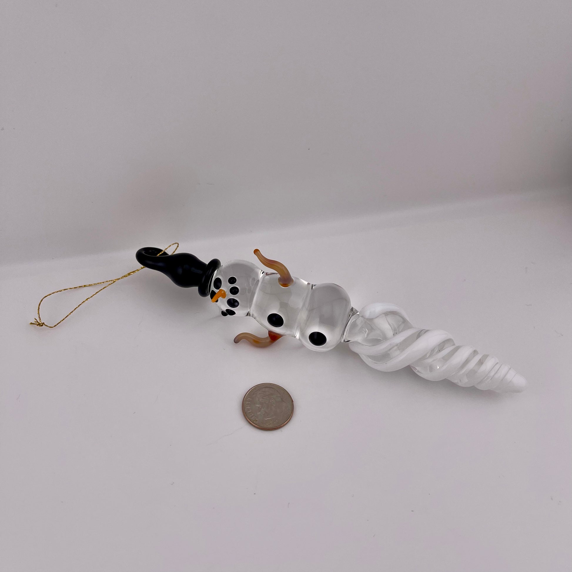 Snowman White Icicle Ornament - JeffBeckerGlass.com