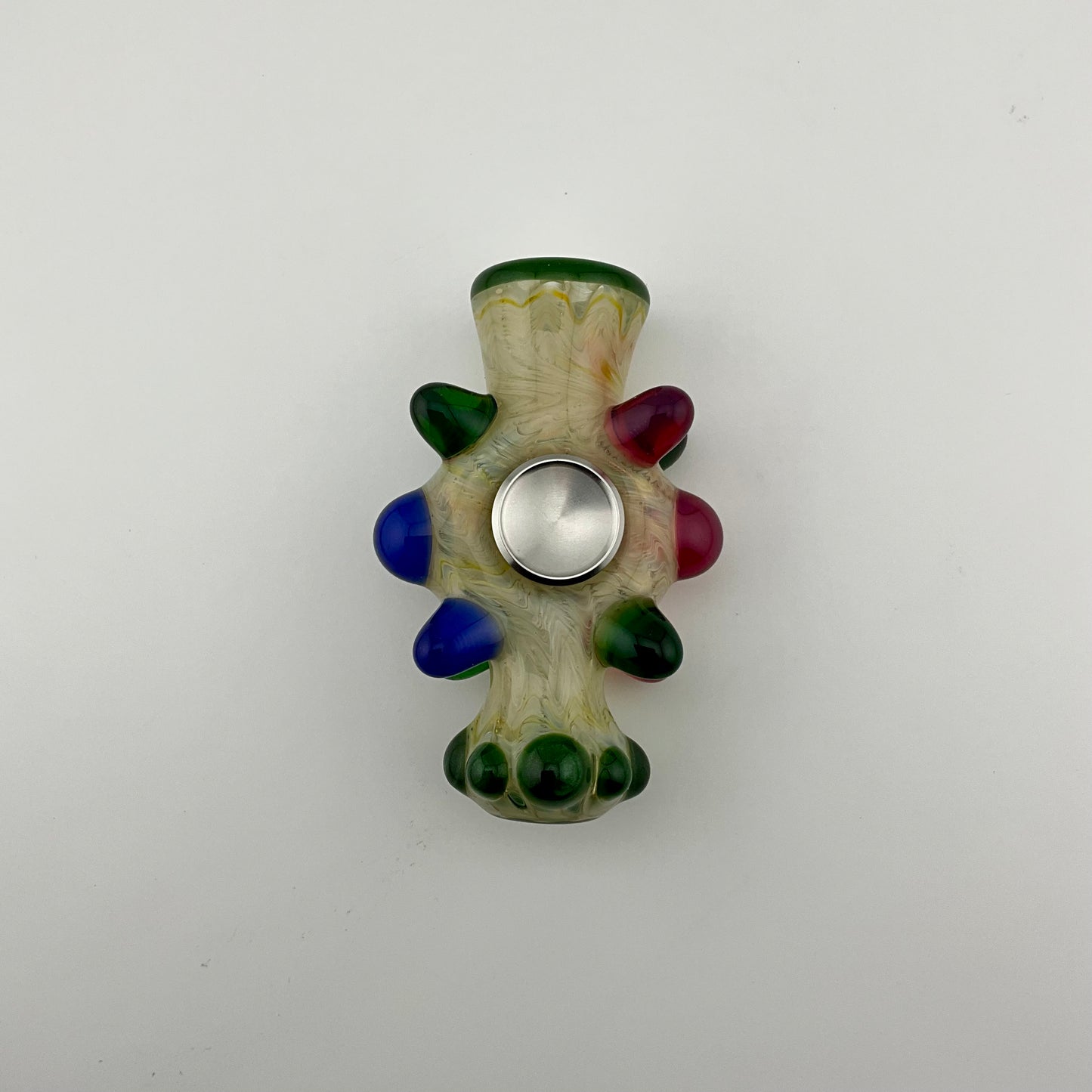 Glass Fidget Spinner Pipe Silver Fumed Color - JeffBeckerGlass.com