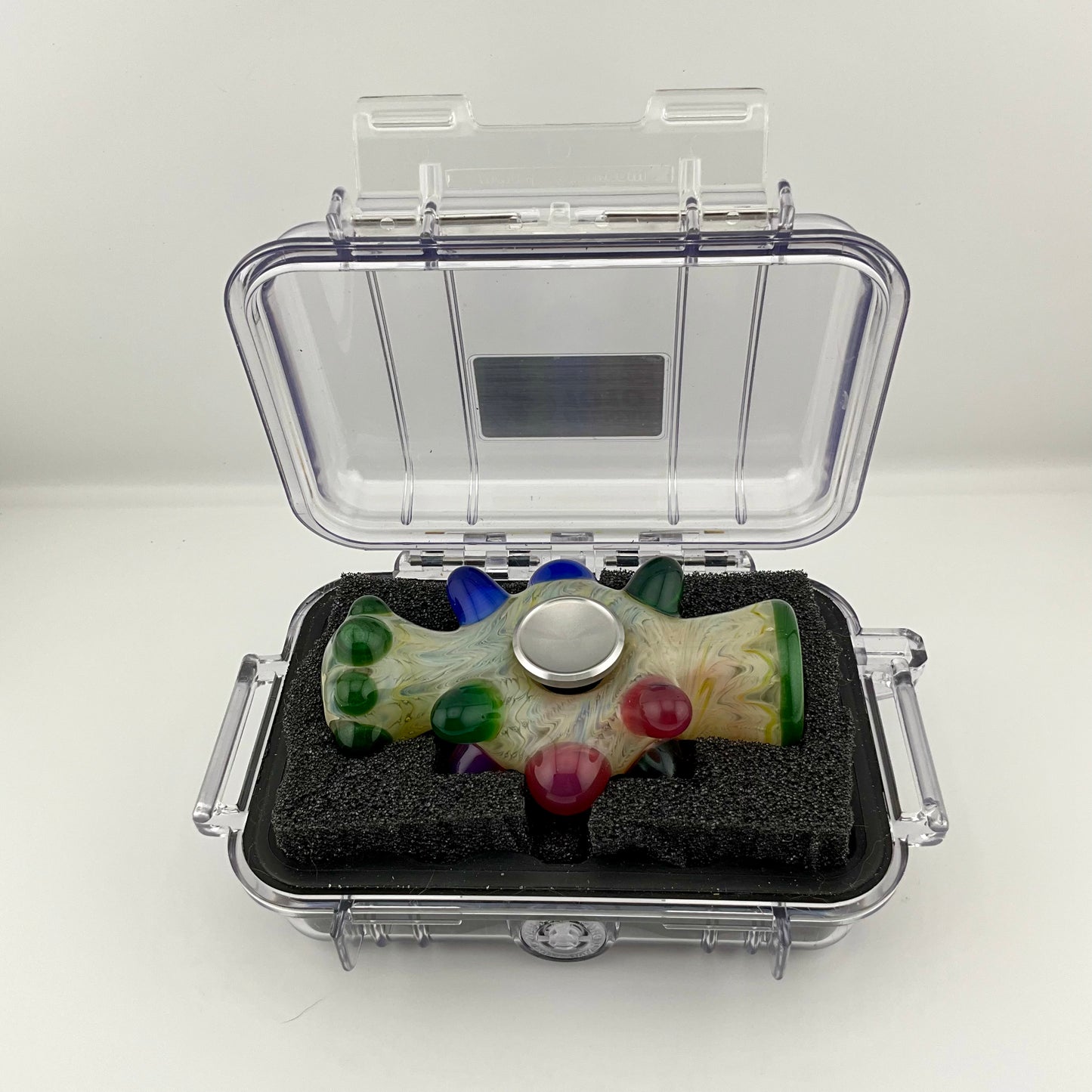 Glass Fidget Spinner Pipe Silver Fumed Color - JeffBeckerGlass.com