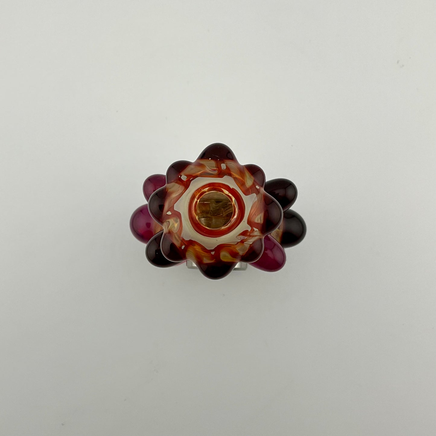 Glass Fidget Spinner Red and Gold Wrap n Rake - JeffBeckerGlass.com