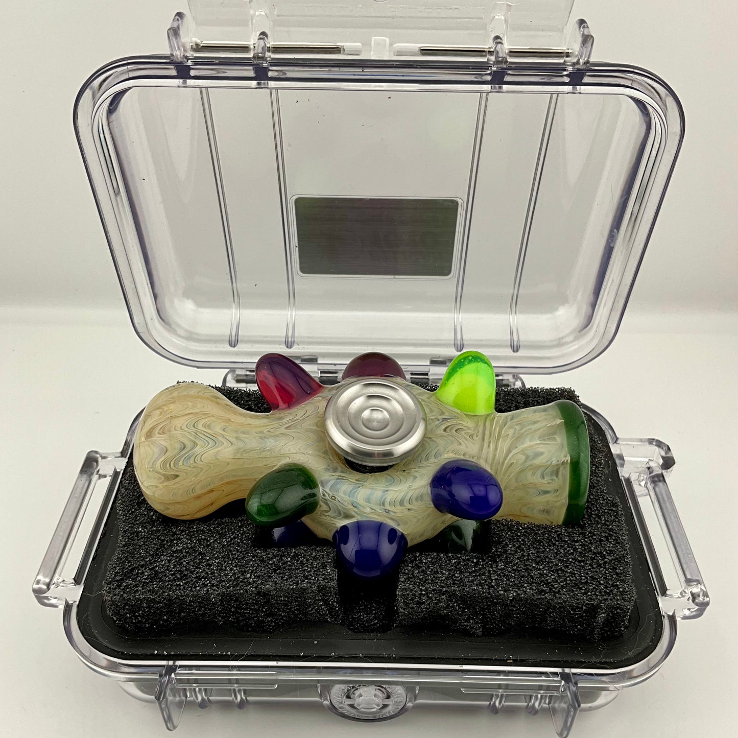 Glass Fidget Spinner Pipe Silver Fumed Color 2 - JeffBeckerGlass.com