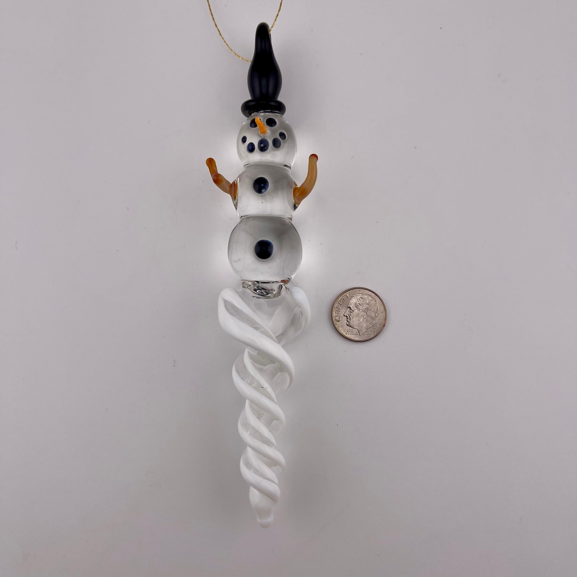 Snowman White Icicle Ornament - JeffBeckerGlass.com