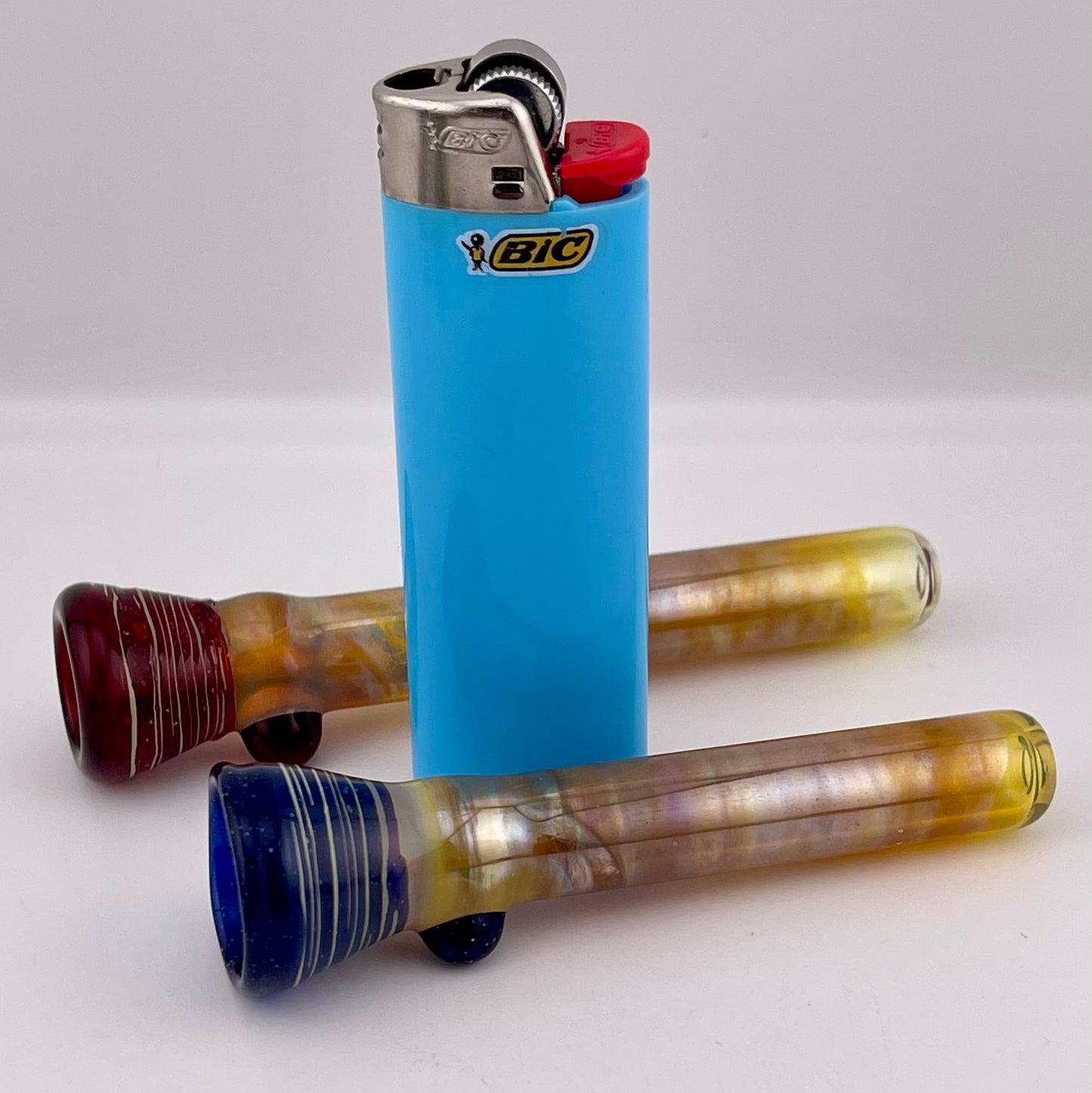 Blue Blizzard and Red Chillum Pipe Silver Fumed 2 for $20 - JeffBeckerGlass.com