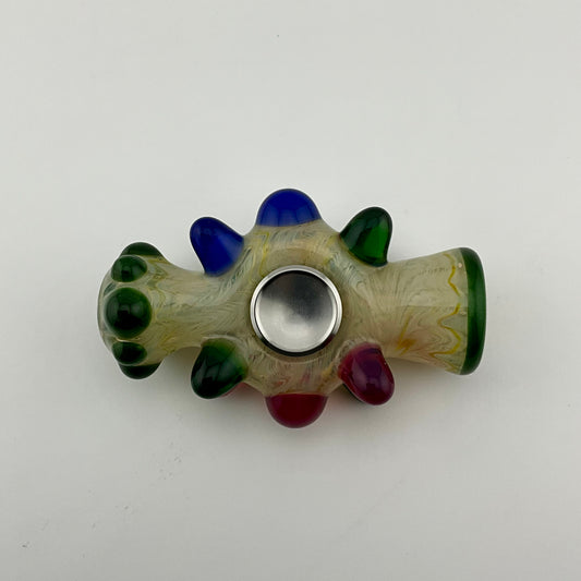 Glass Fidget Spinner Pipe Silver Fumed Color - JeffBeckerGlass.com