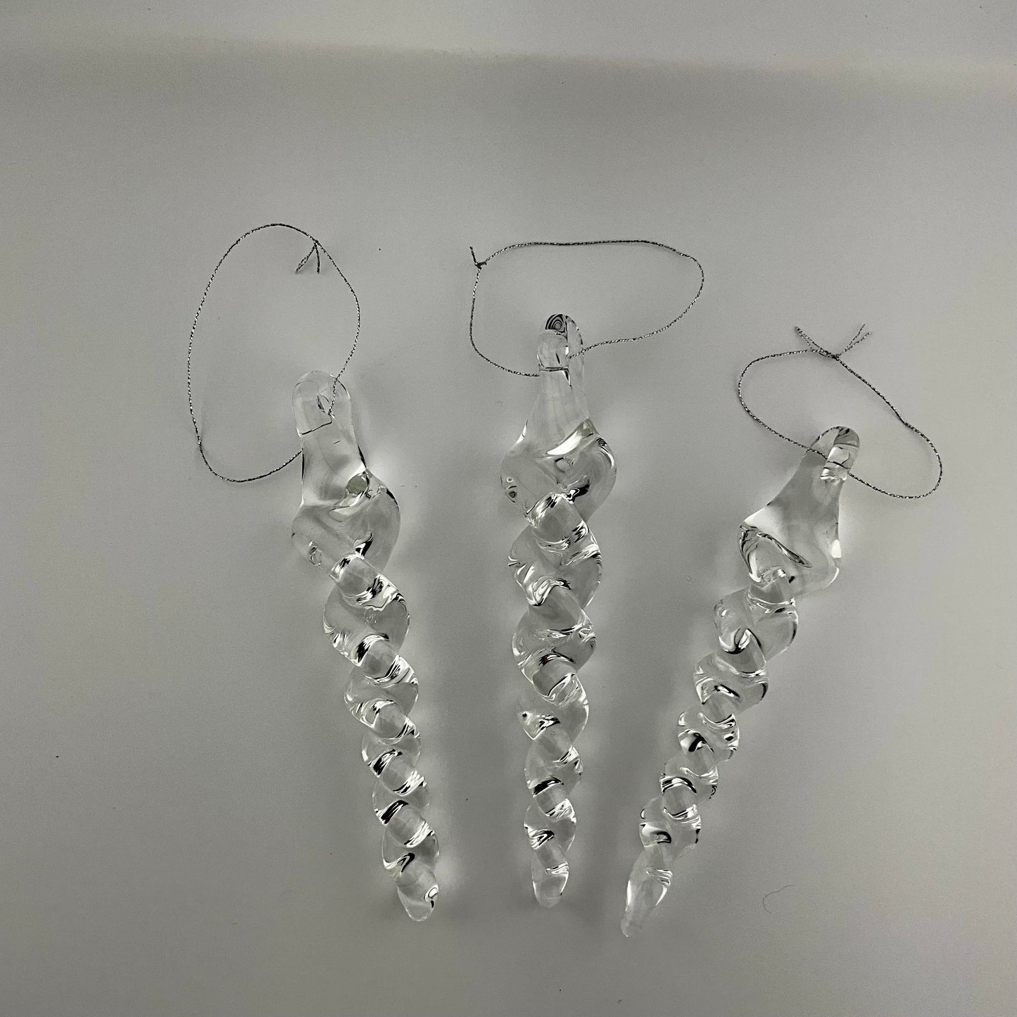 3 Pack of Medium Clear Glass Icicle Ornaments - JeffBeckerGlass.com