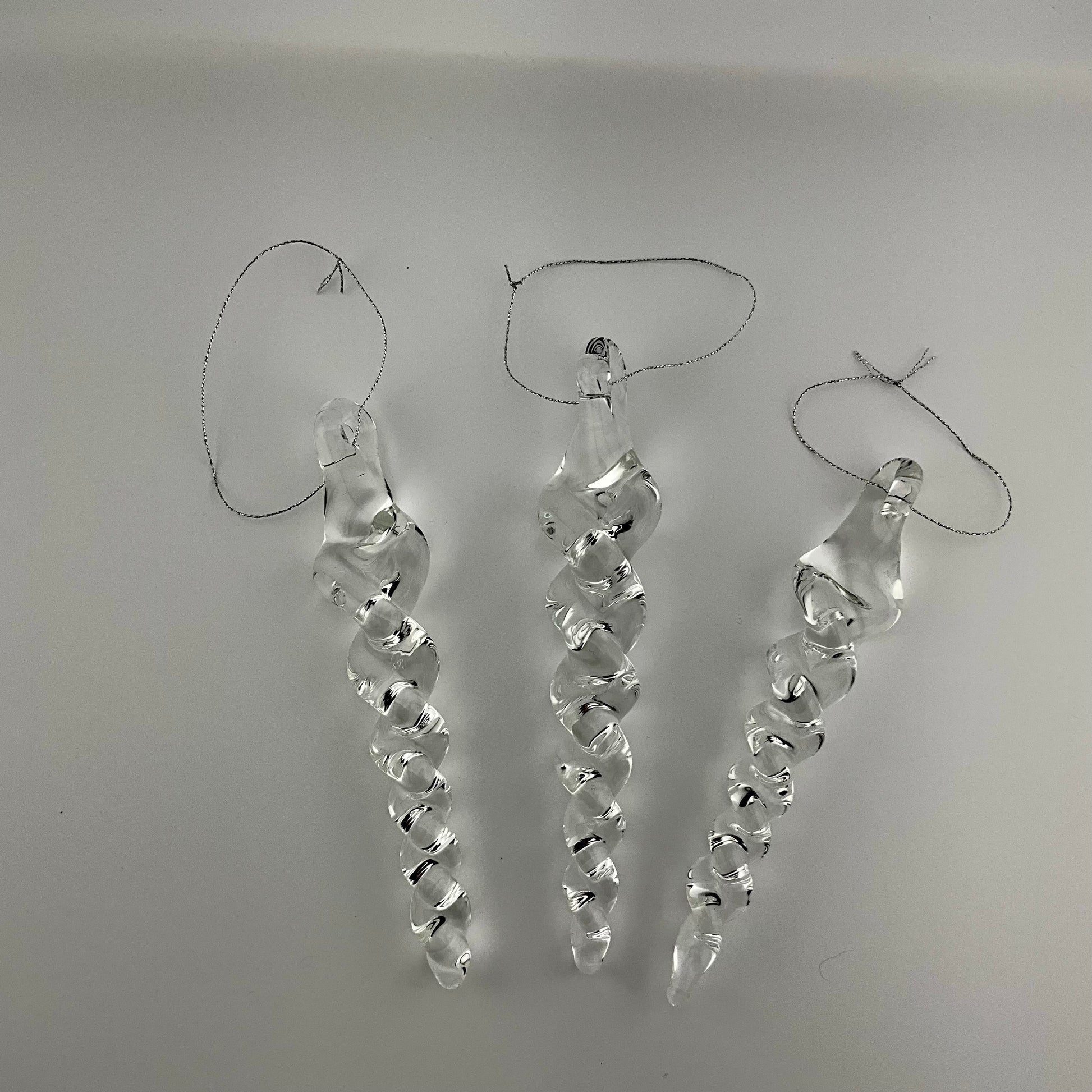 3 Pack of Medium Clear Glass Icicle Ornaments - JeffBeckerGlass.com