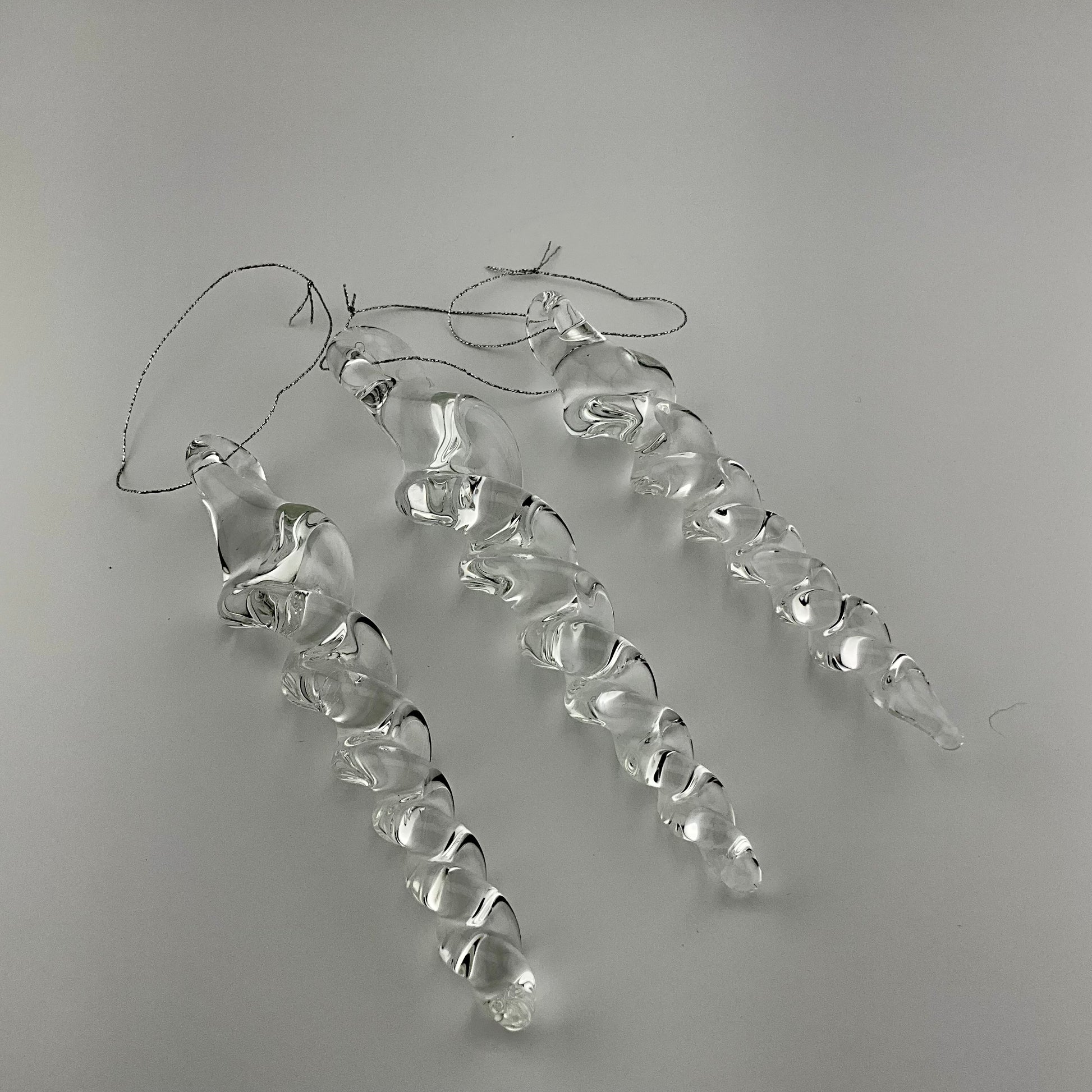 3 Pack of Medium Clear Glass Icicle Ornaments - JeffBeckerGlass.com