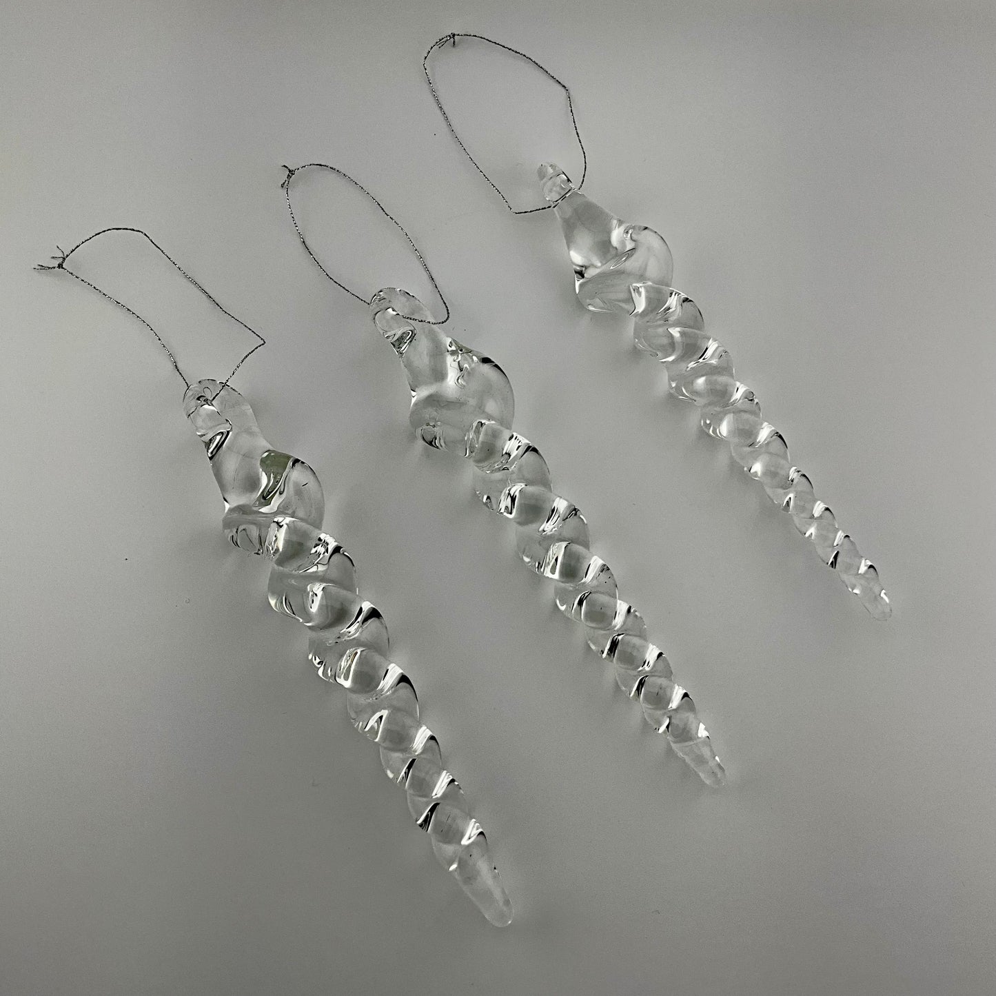 3 Pack of Medium Clear Glass Icicle Ornaments - JeffBeckerGlass.com