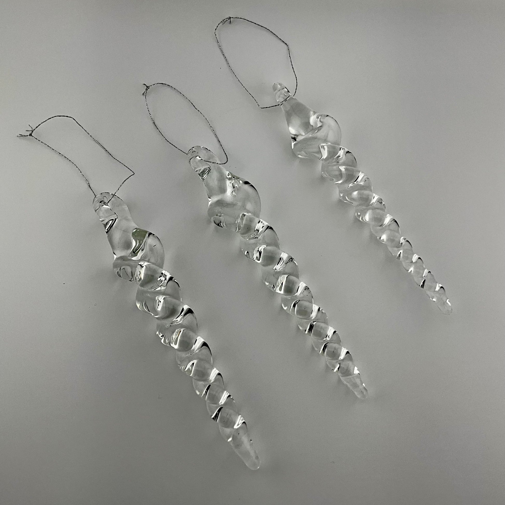 3 Pack of Medium Clear Glass Icicle Ornaments - JeffBeckerGlass.com