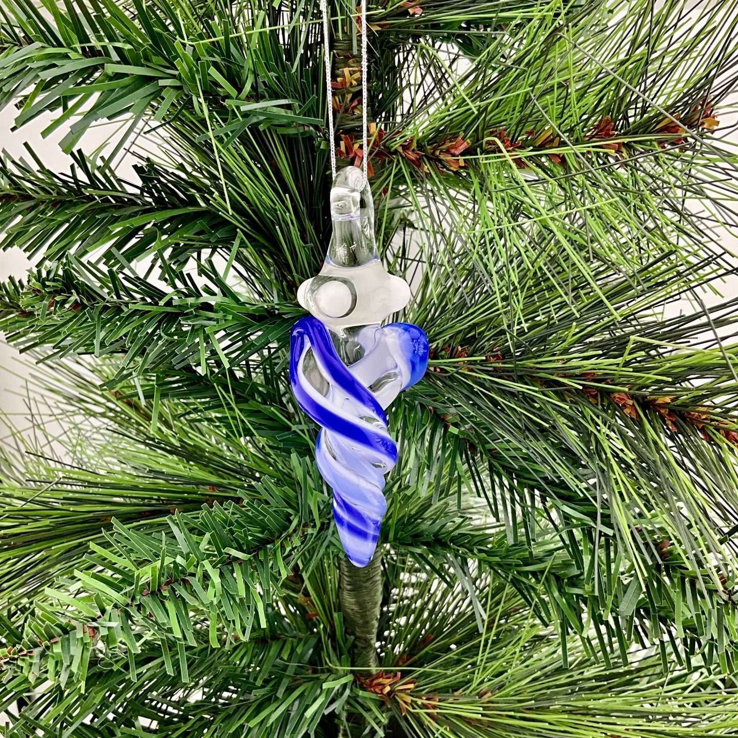 4 Pack Deep Blue and Neptune Blue Glass Icicle Ornaments - JeffBeckerGlass.com