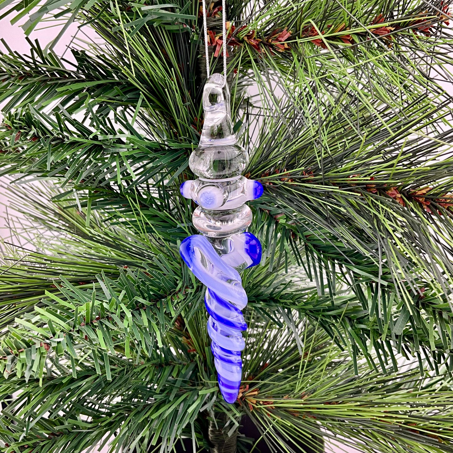 4 Pack Deep Blue and Neptune Blue Glass Icicle Ornaments - JeffBeckerGlass.com