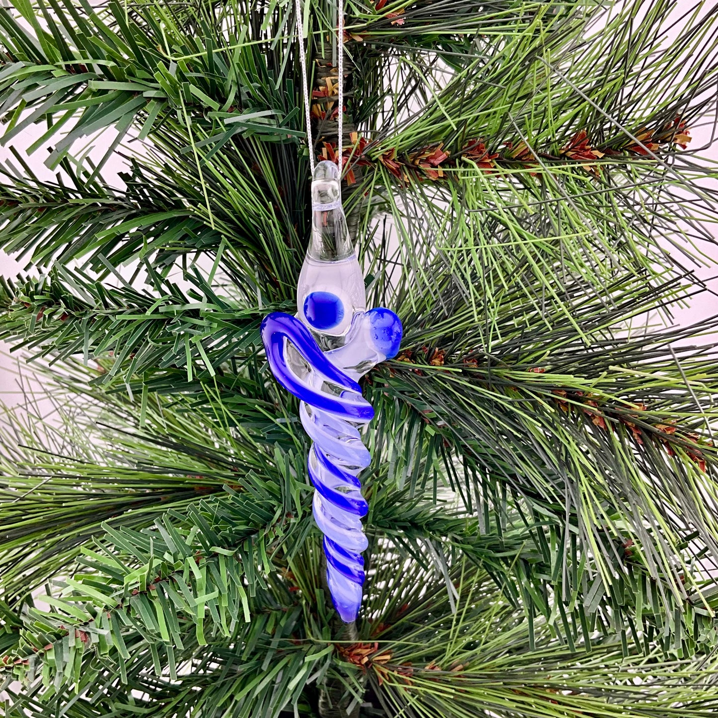 4 Pack Deep Blue and Neptune Blue Glass Icicle Ornaments - JeffBeckerGlass.com