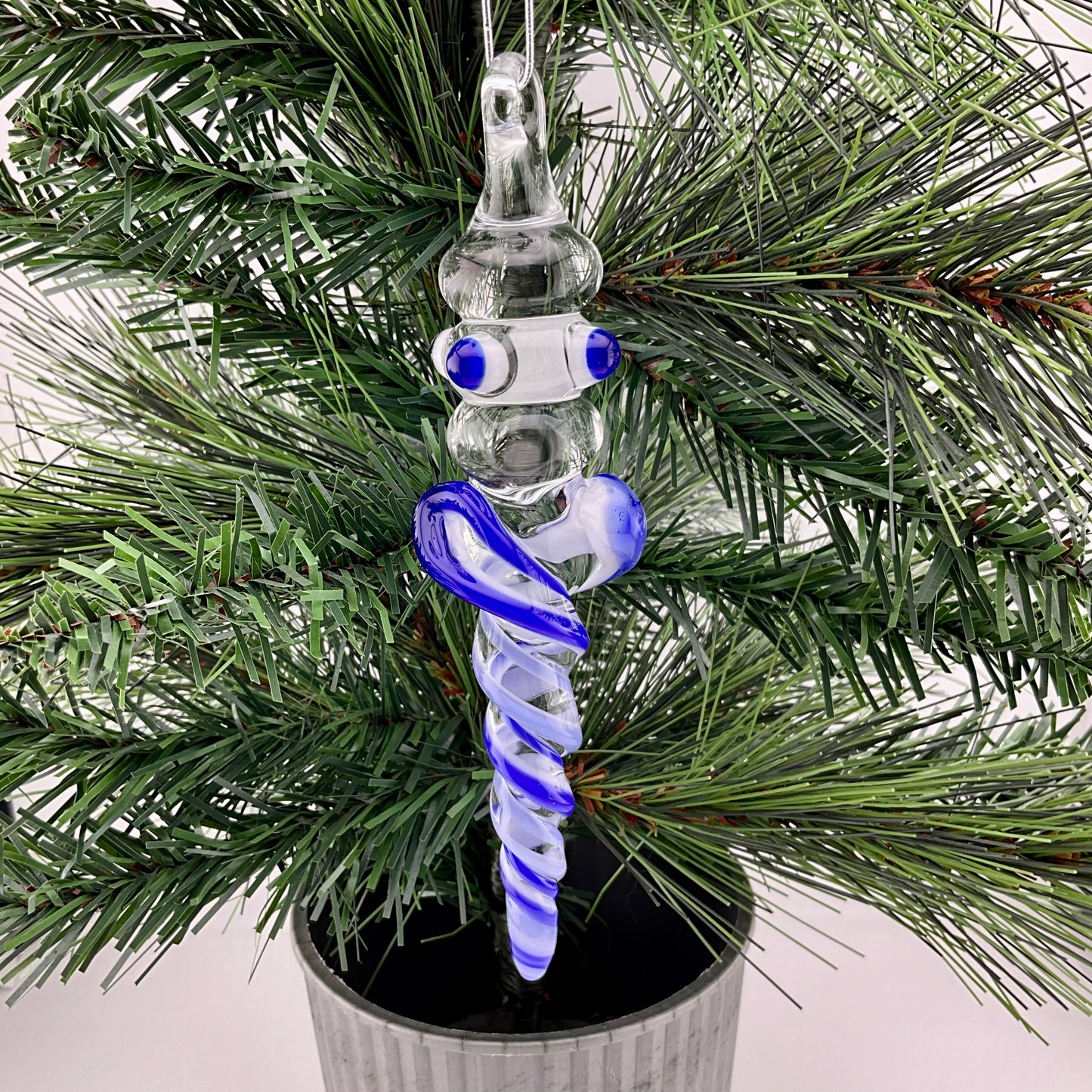 4 Pack Deep Blue and Neptune Blue Glass Icicle Ornaments - JeffBeckerGlass.com