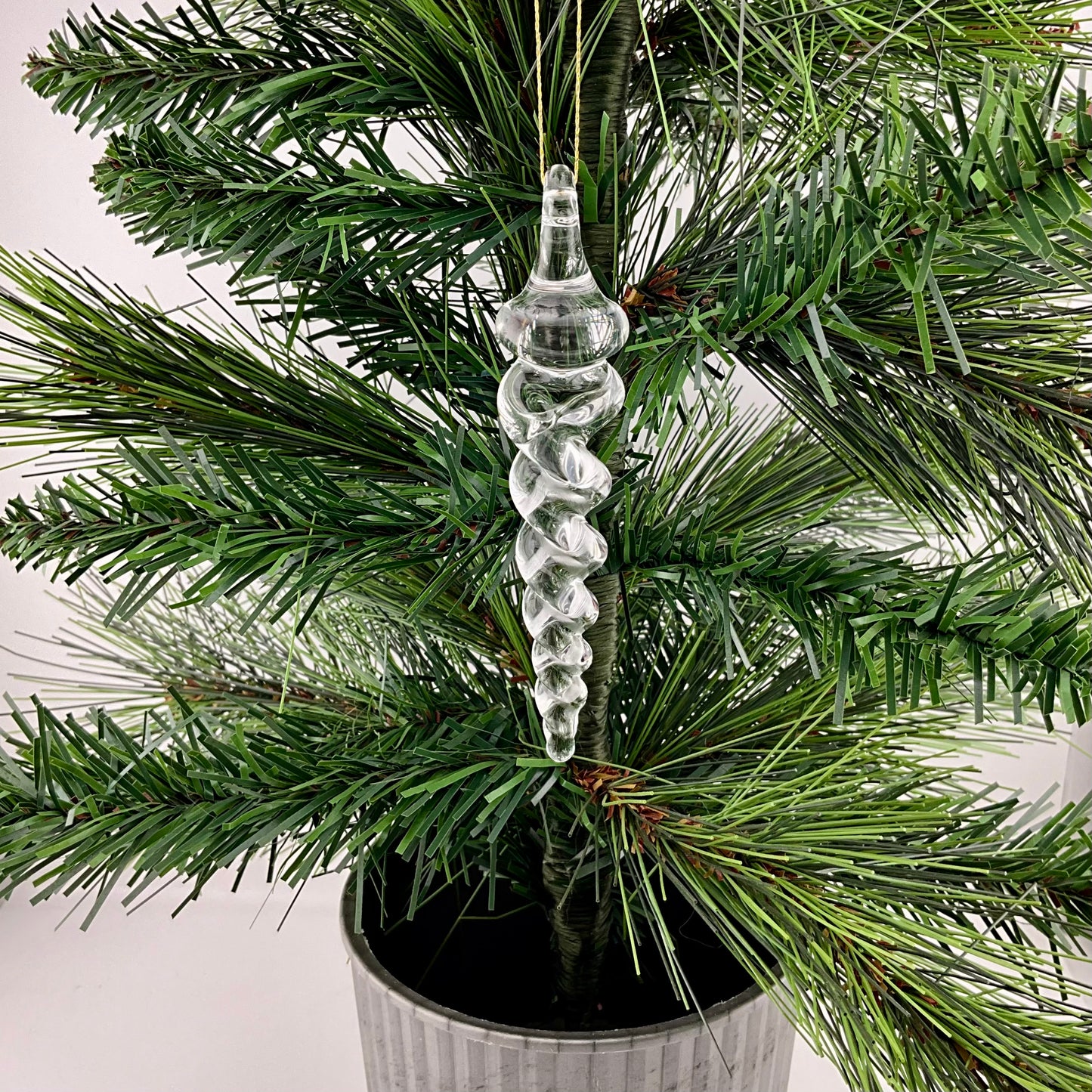 9 Pack of Small Clear Glass Icicle Ornaments