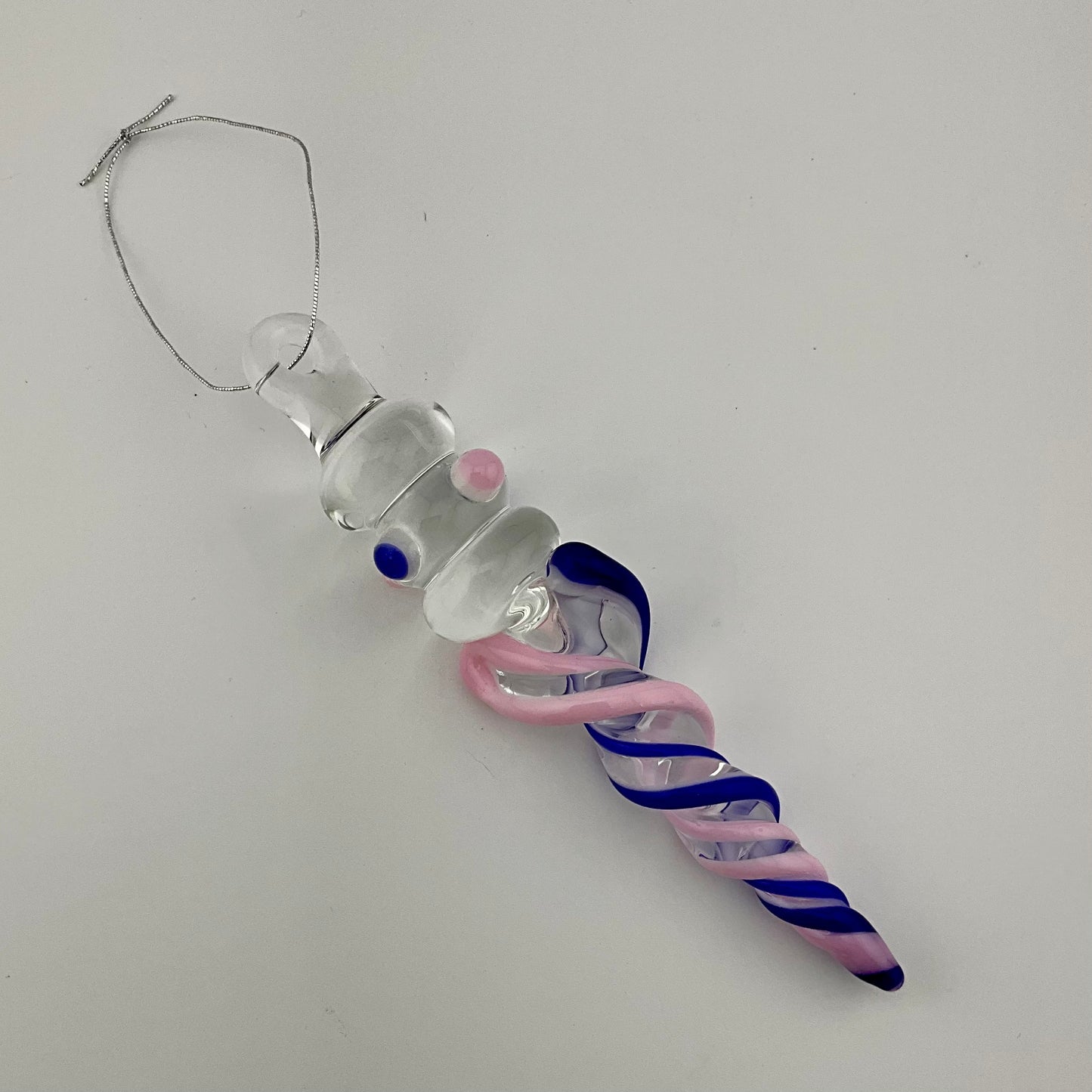 4 Pack of Cadillac Pink and Blue over White Icicle Ornaments - JeffBeckerGlass.com