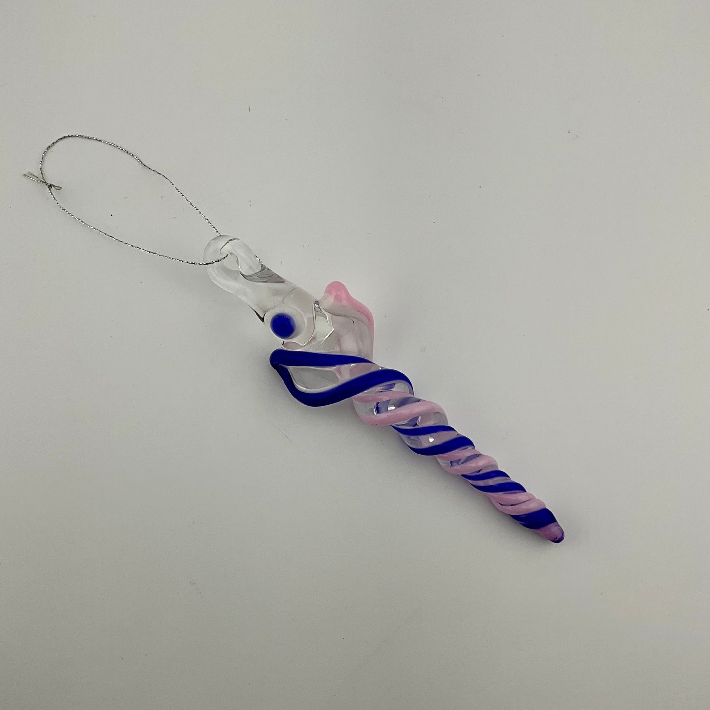 4 Pack of Cadillac Pink and Blue over White Icicle Ornaments - JeffBeckerGlass.com