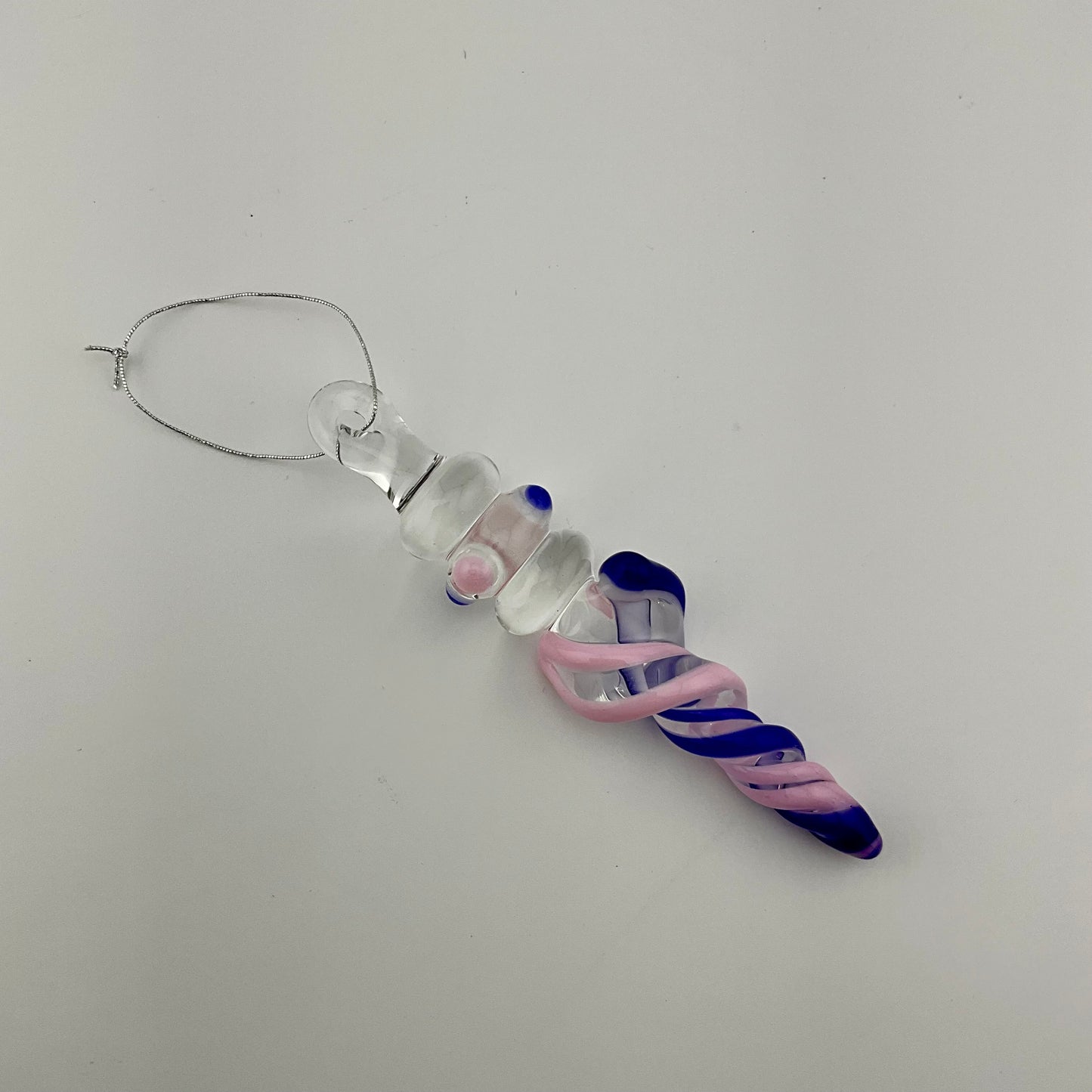 4 Pack of Cadillac Pink and Blue over White Icicle Ornaments - JeffBeckerGlass.com