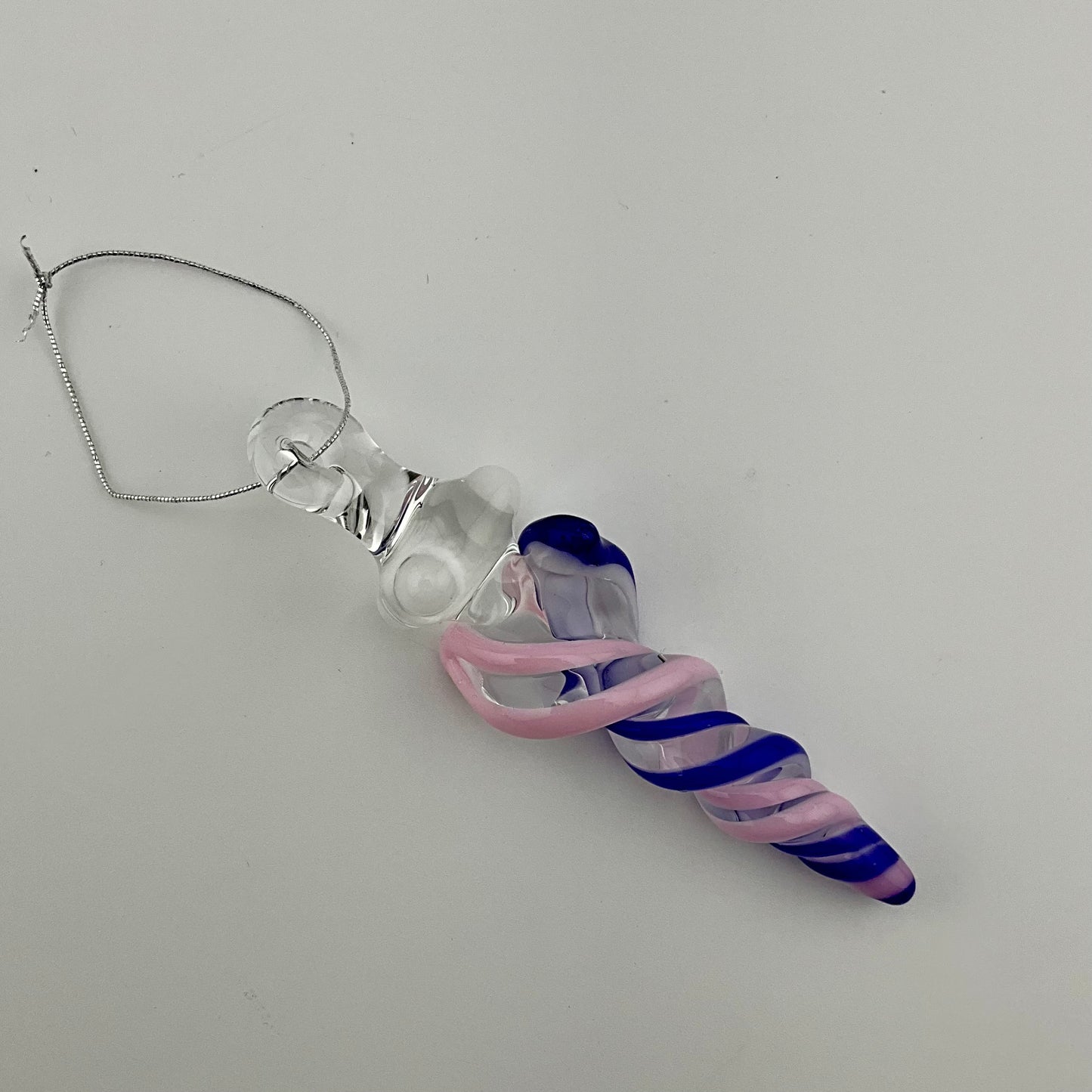 4 Pack of Cadillac Pink and Blue over White Icicle Ornaments - JeffBeckerGlass.com
