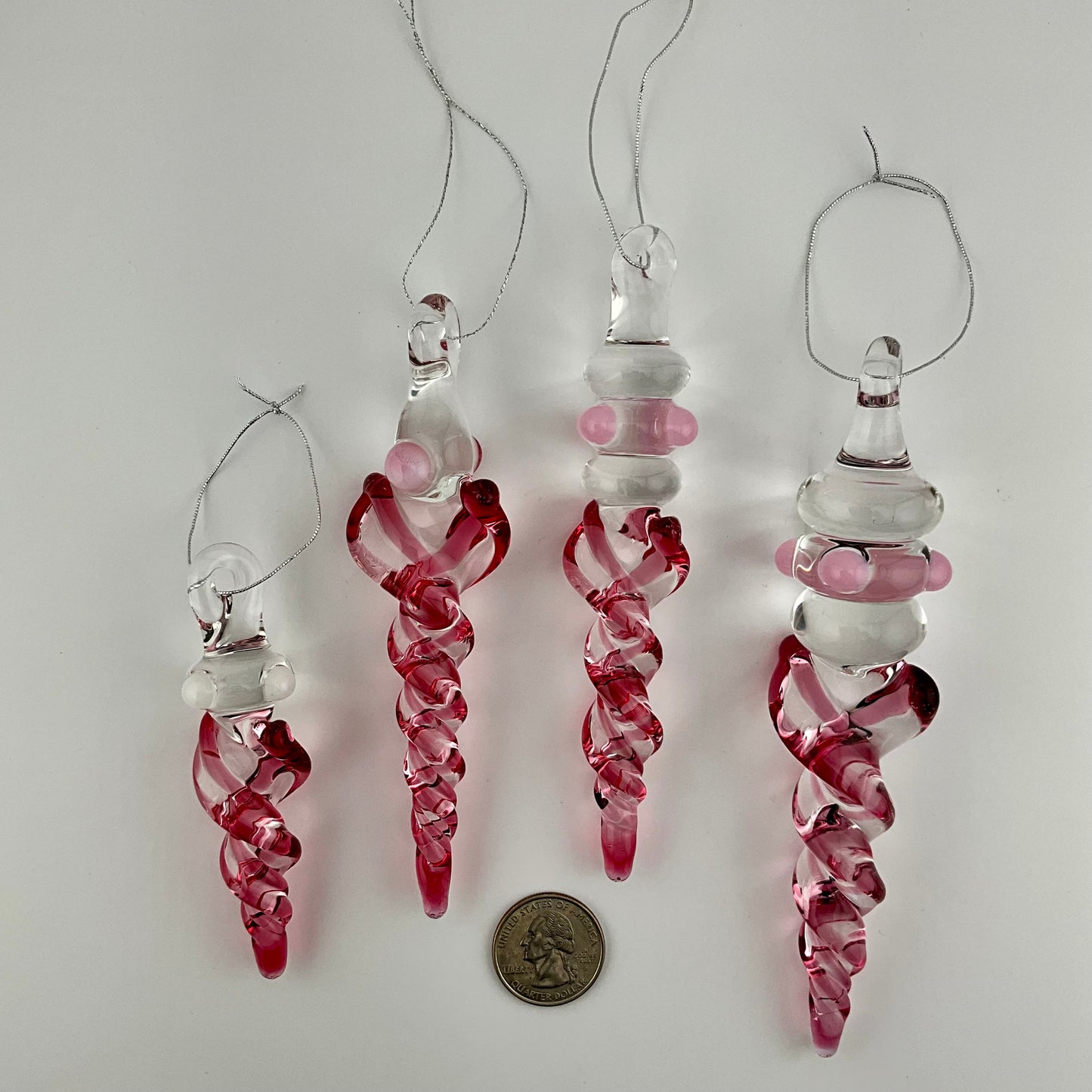 4 Pack Gold Ruby Glass Icicle Ornament "Holiday Special" - JeffBeckerGlass.com
