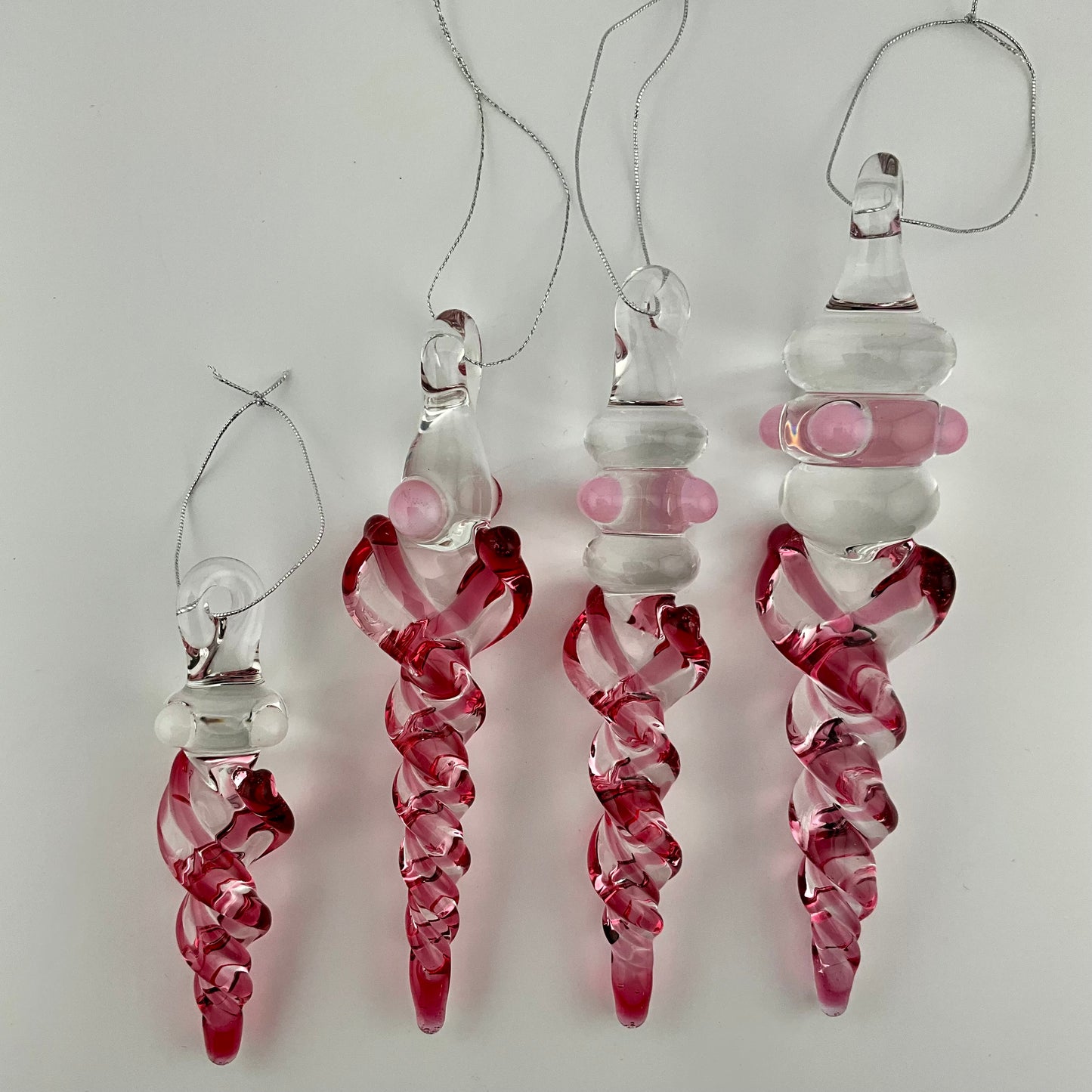 4 Pack Gold Ruby Glass Icicle Ornament "Holiday Special" - JeffBeckerGlass.com
