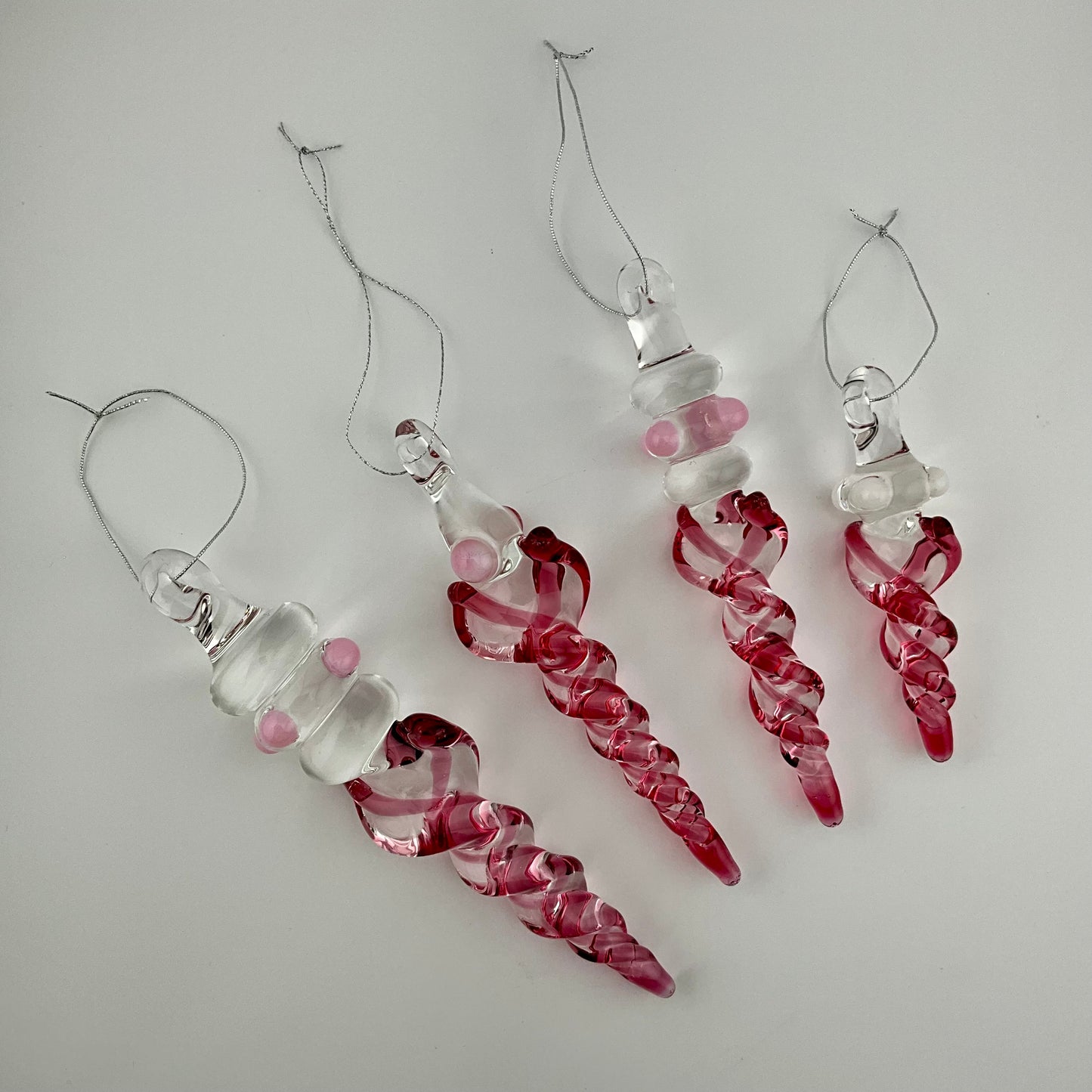 4 Pack Gold Ruby Glass Icicle Ornament "Holiday Special" - JeffBeckerGlass.com