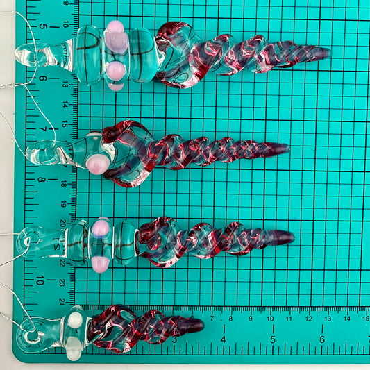 4 Pack Gold Ruby Glass Icicle Ornament "Holiday Special" - JeffBeckerGlass.com