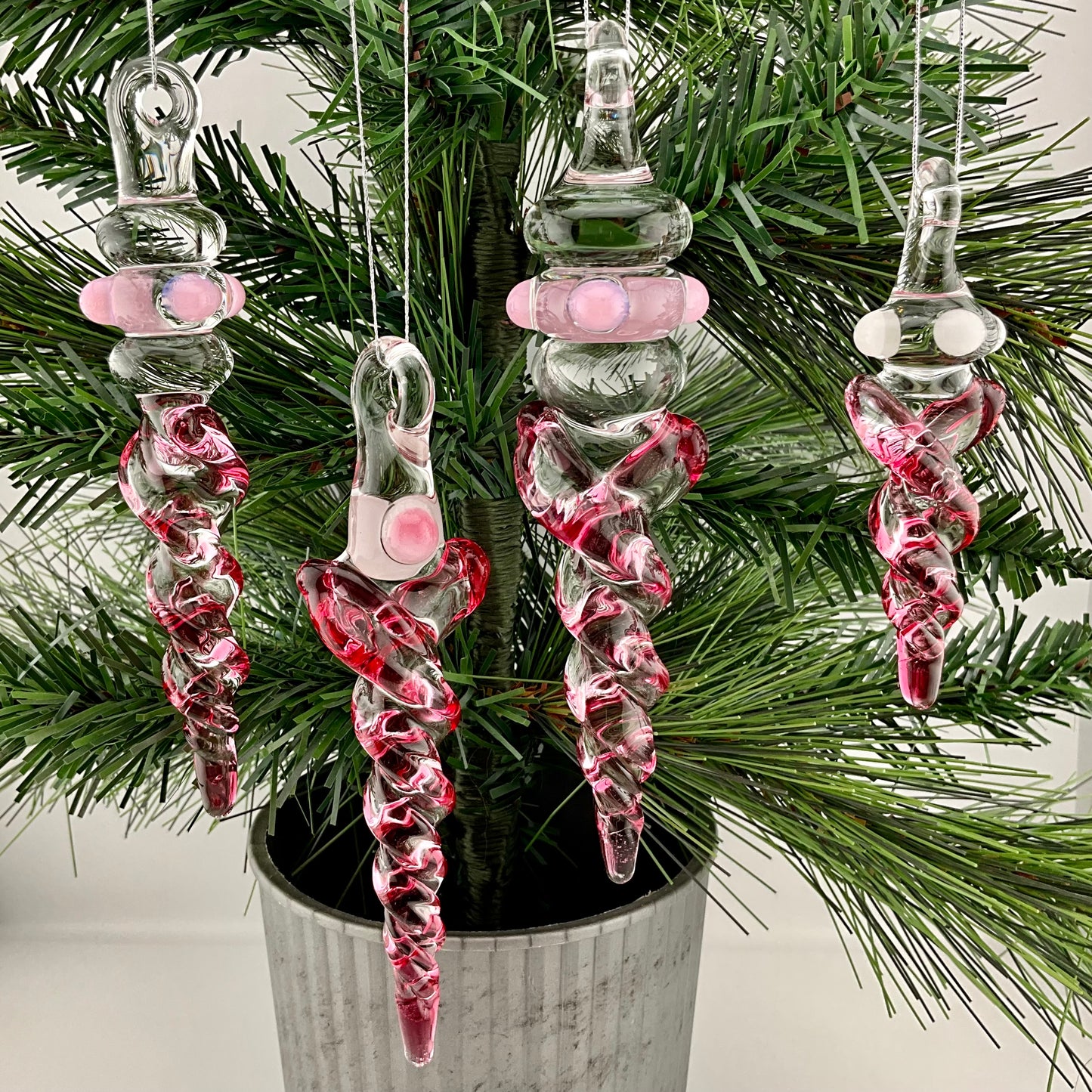 4 Pack Gold Ruby Glass Icicle Ornament "Holiday Special" - JeffBeckerGlass.com