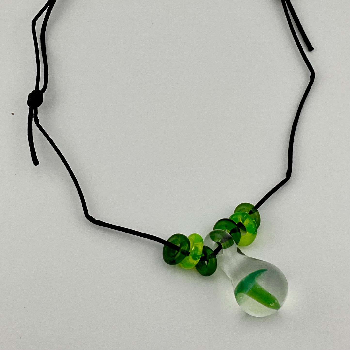 Green Slime Glass Mushroom with accent beads finished necklace