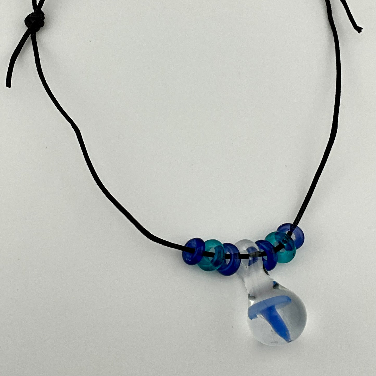 Light Blue Glass Mushroom with accent beads finished necklace