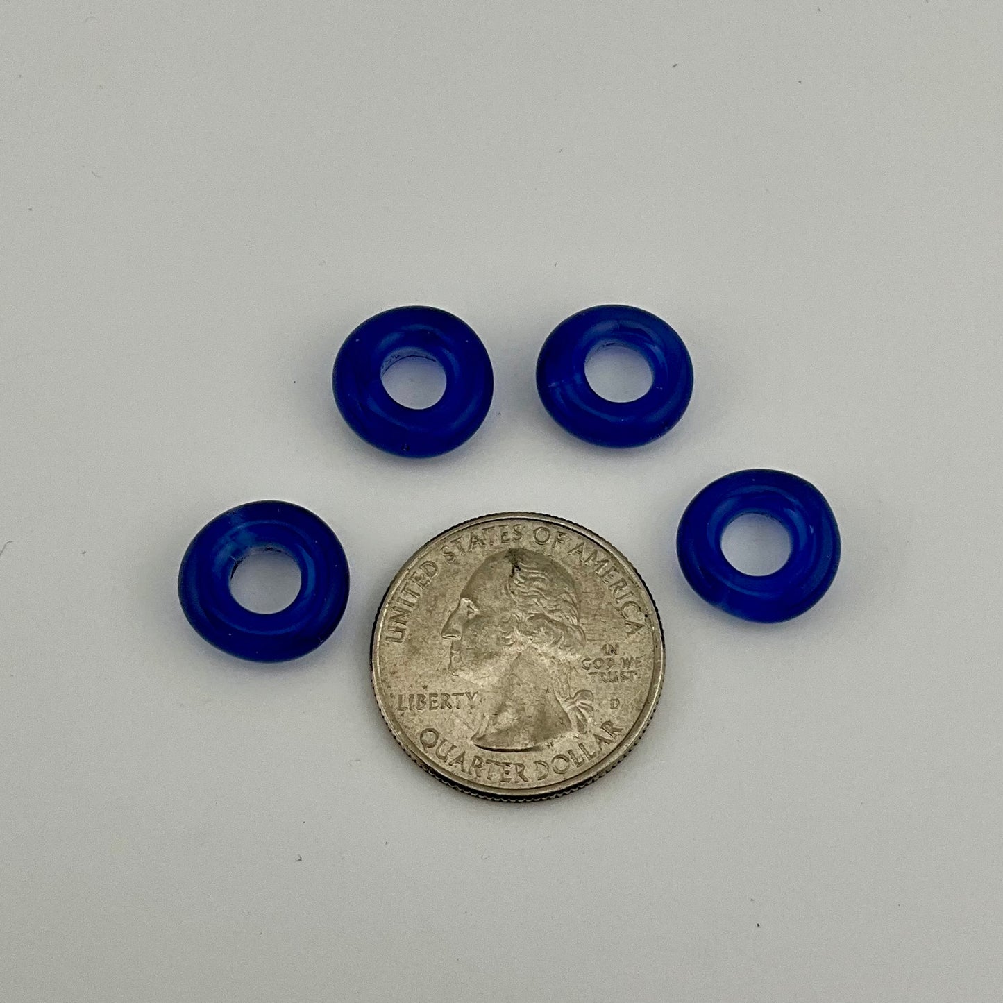 4 Blue Glass Spacer Beads
